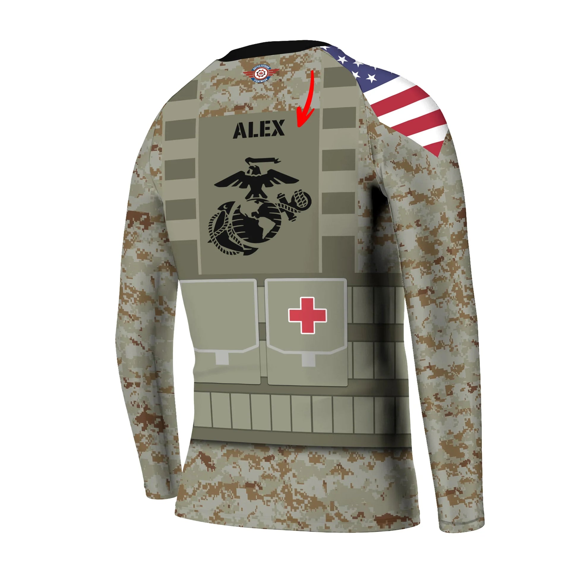 Personalized USA Marine Corp Veteran Kids Rash Guard