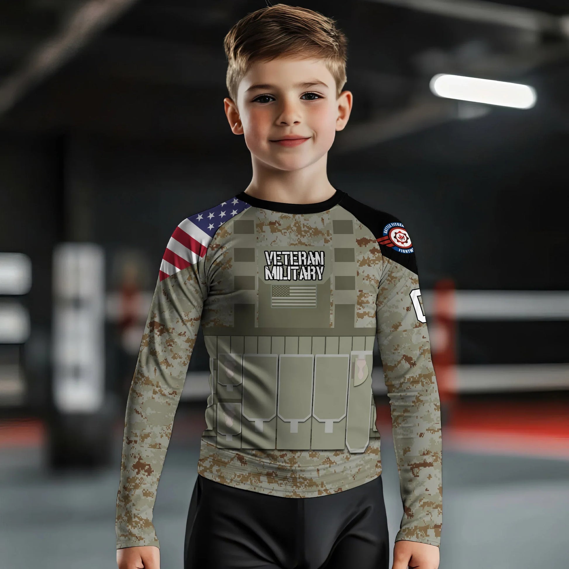 Personalized USA Marine Corp Veteran Kids Rash Guard