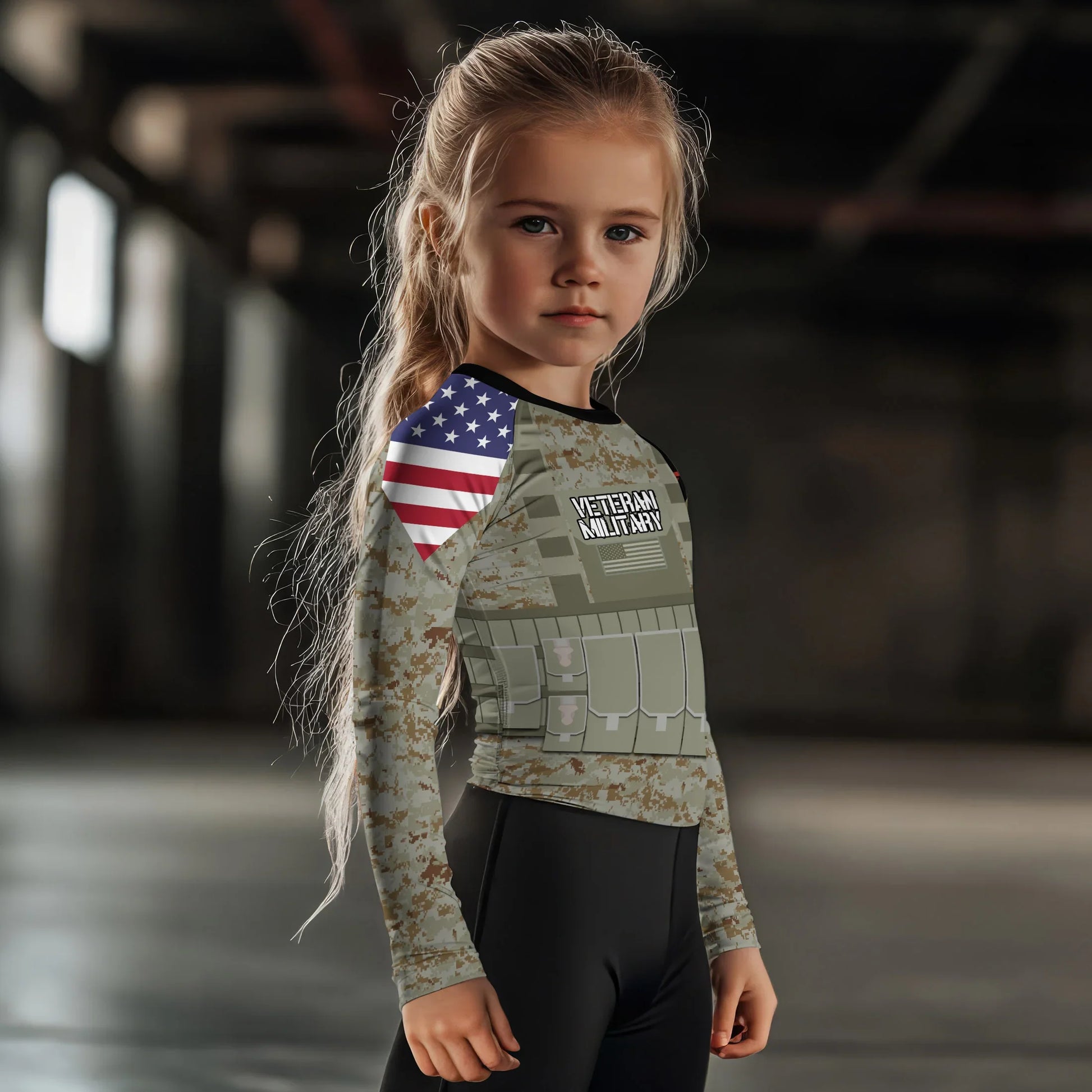 Personalized USA Marine Corp Veteran Kids Rash Guard