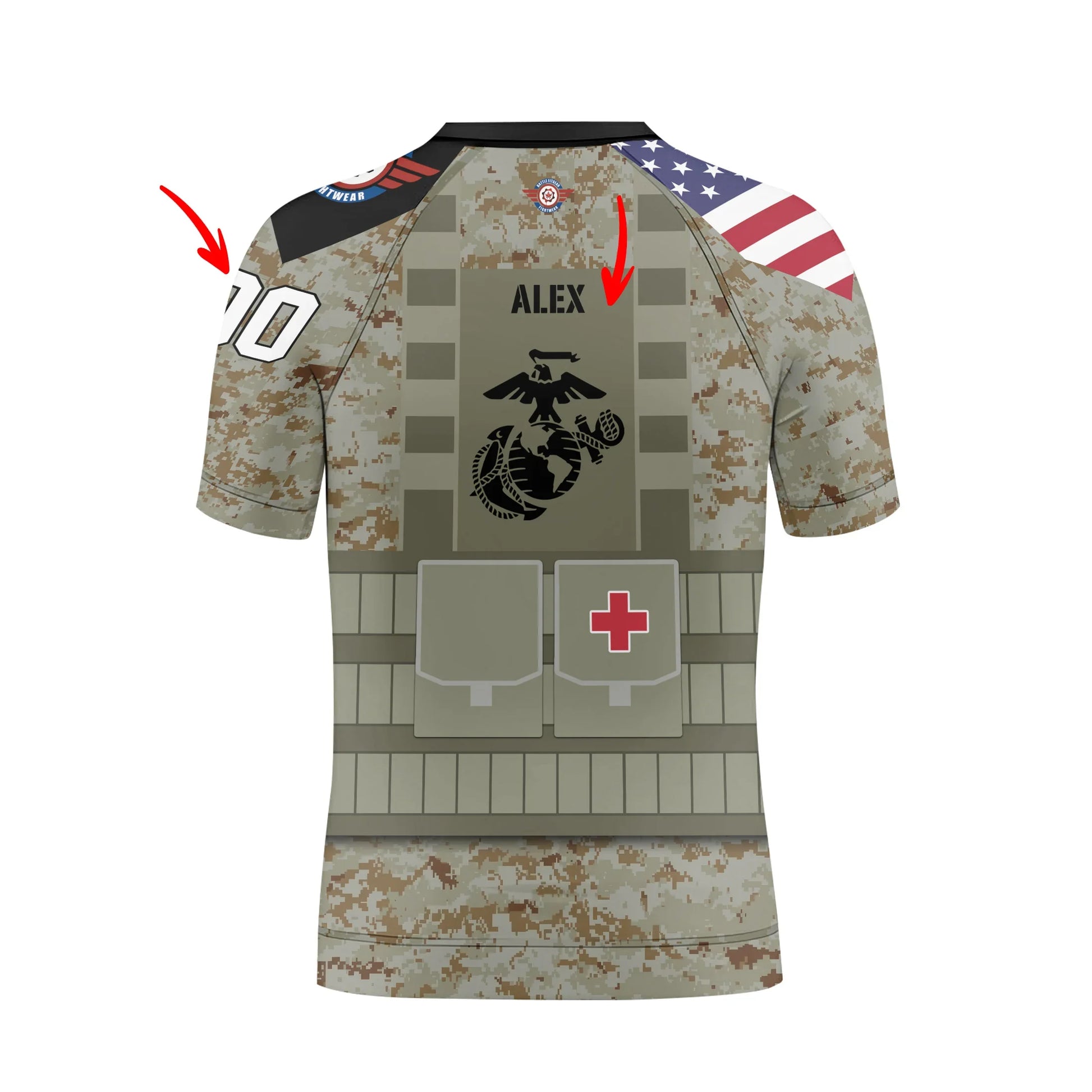 Personalized USA Marine Corp Veteran Kids Rash Guard