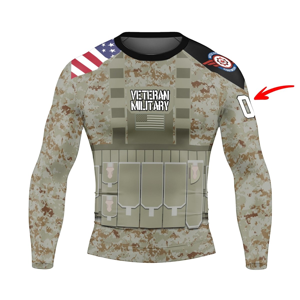 Personalized USA Marine Corp Veteran Men's Long Sleeve Rash Guard - BattleFitGear