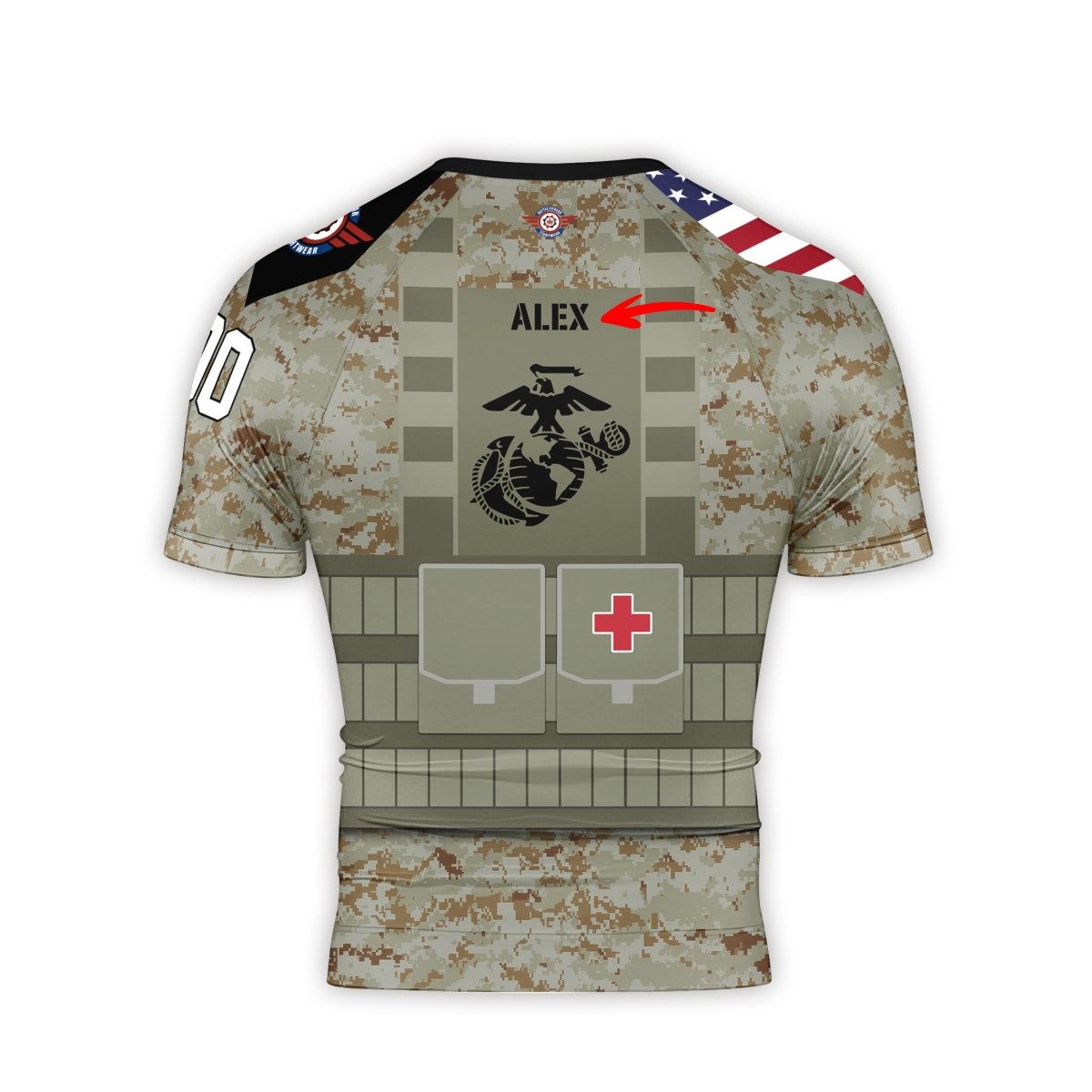 Personalized USA Marine Corp Veteran Men's Short Sleeve Rash Guard - BattleFitGear