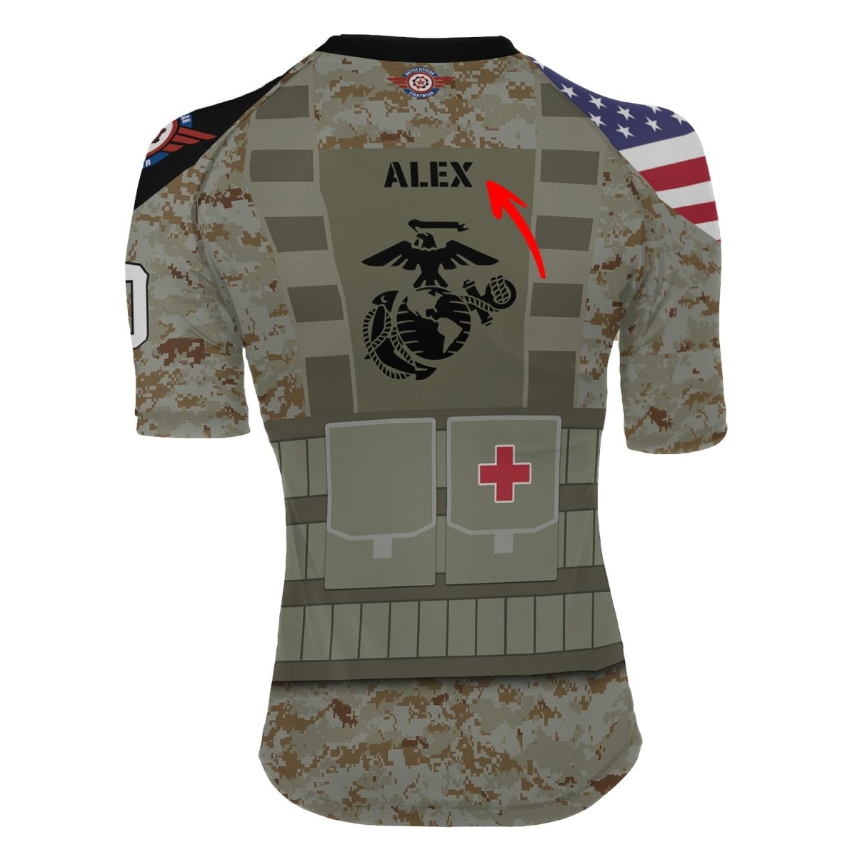 Personalized USA Marine Corp Veteran Women's Short Sleeve Rash Guard - BattleFitGear