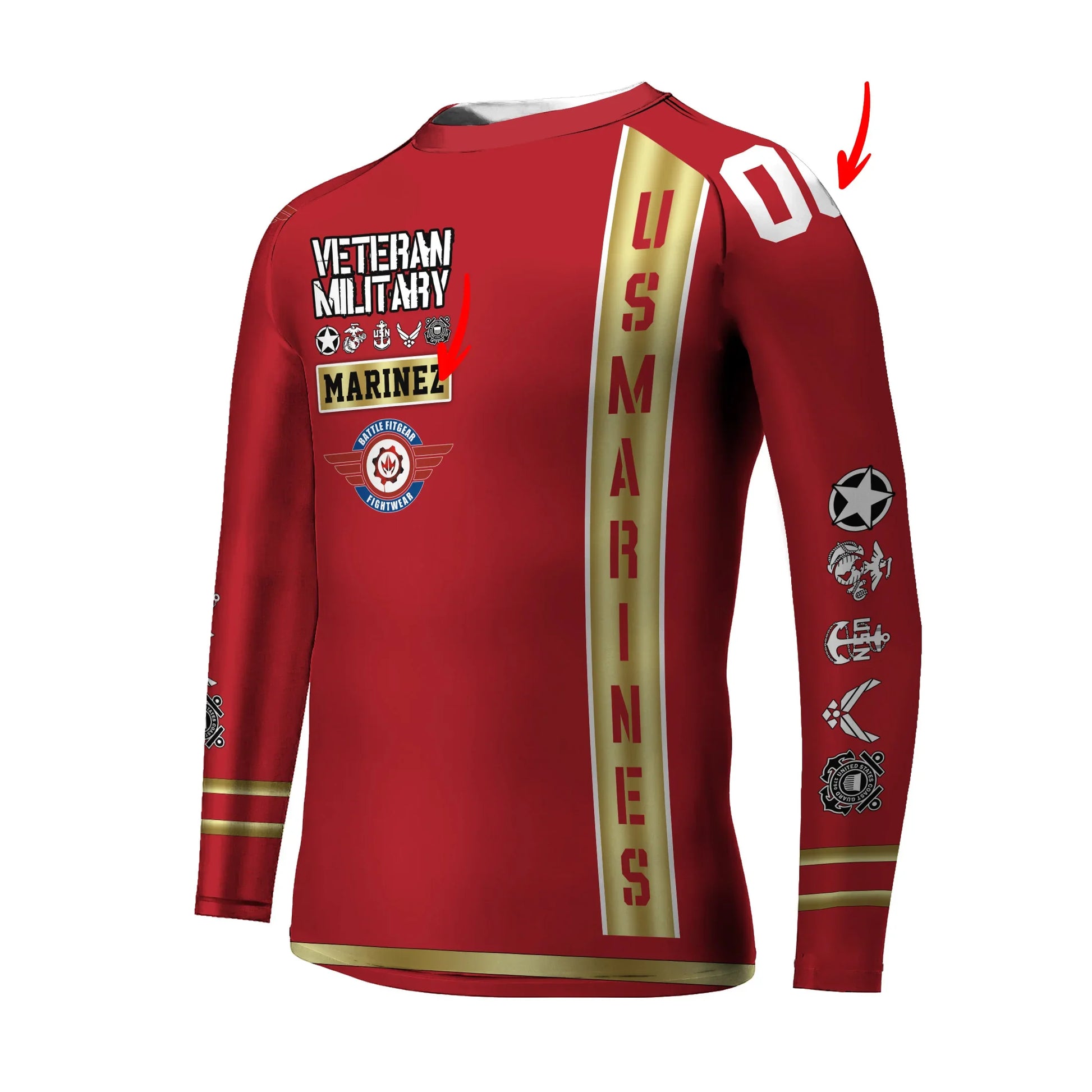 Personalized USA Marine Veteran Kids Rash Guard