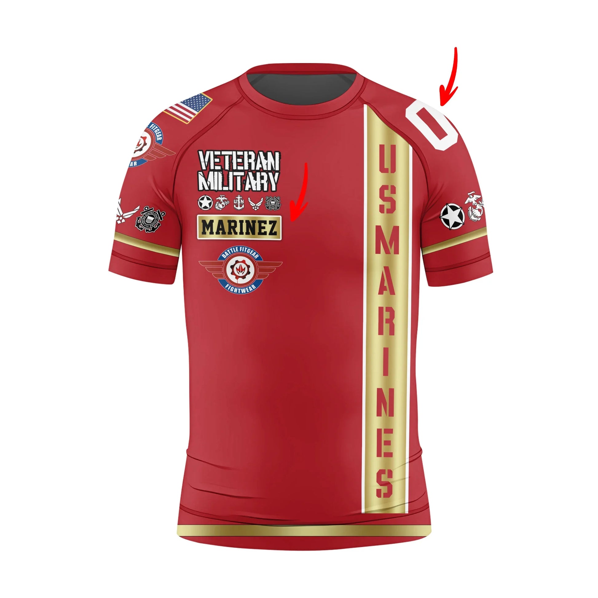 Personalized USA Marine Veteran Kids Rash Guard