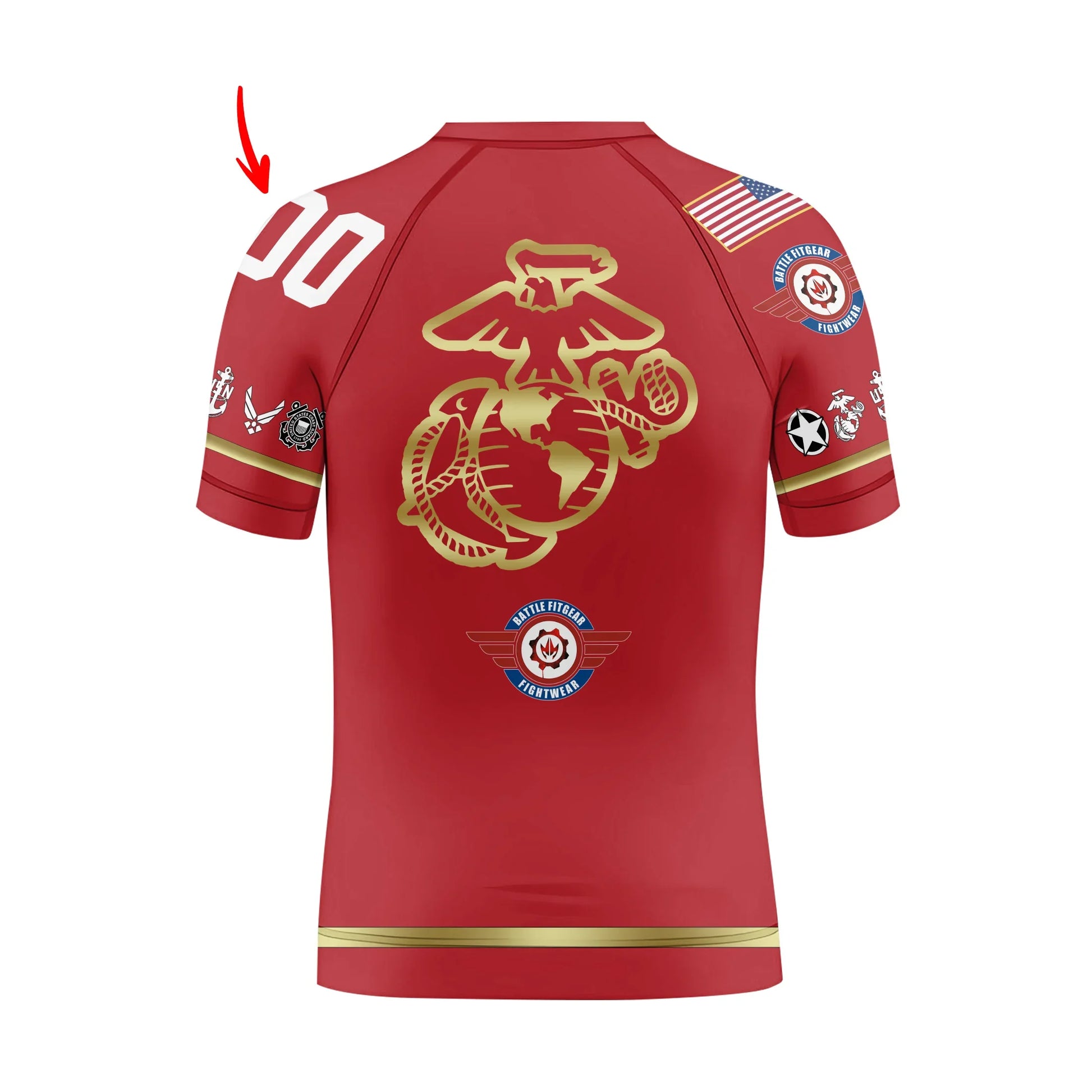 Personalized USA Marine Veteran Kids Rash Guard