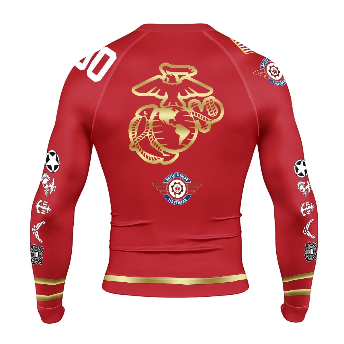 Personalized USA Marine Veteran Men's Long Sleeve Rash Guard - BattleFitGear