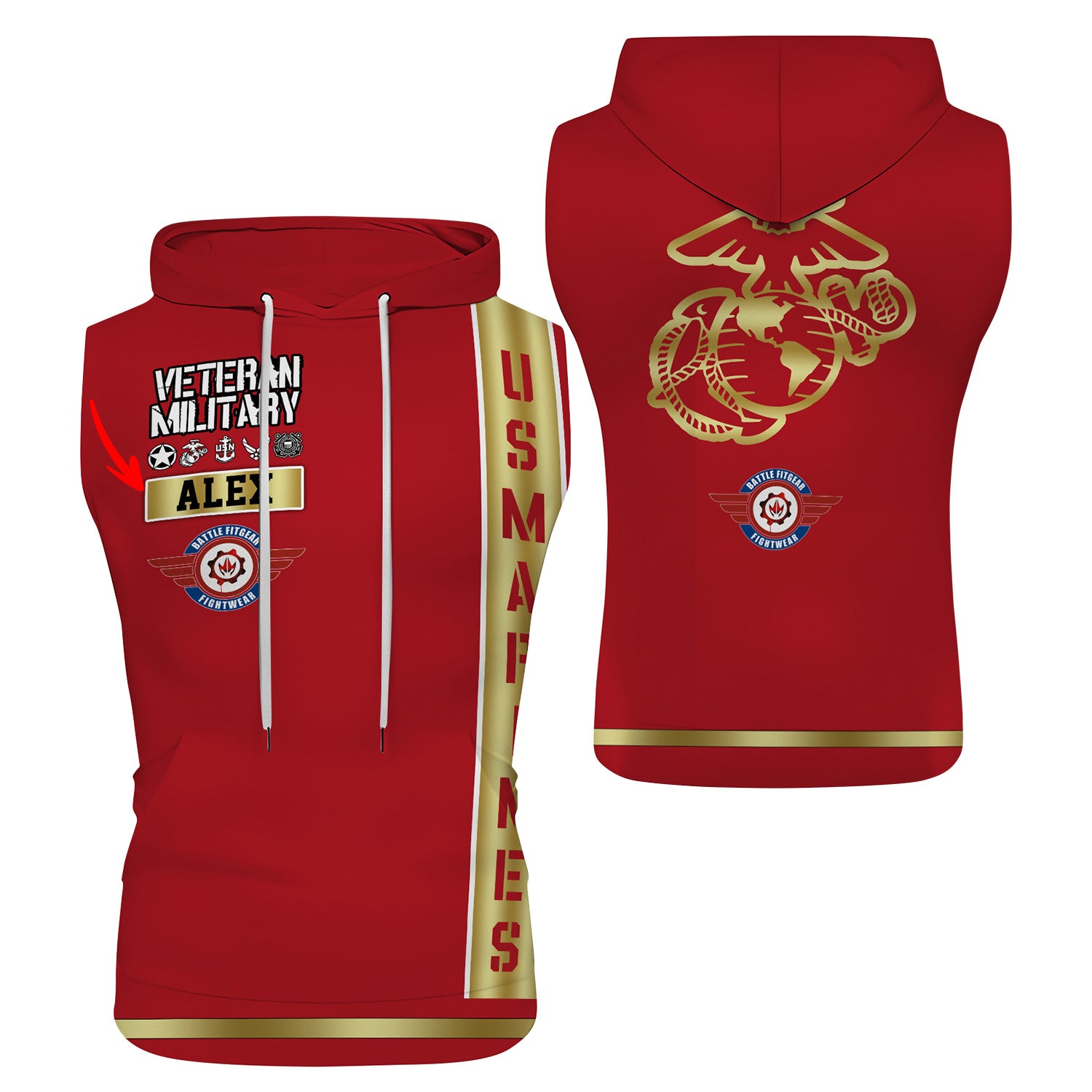 Personalized USA Marine Veteran Pullover & Zip Hoodie