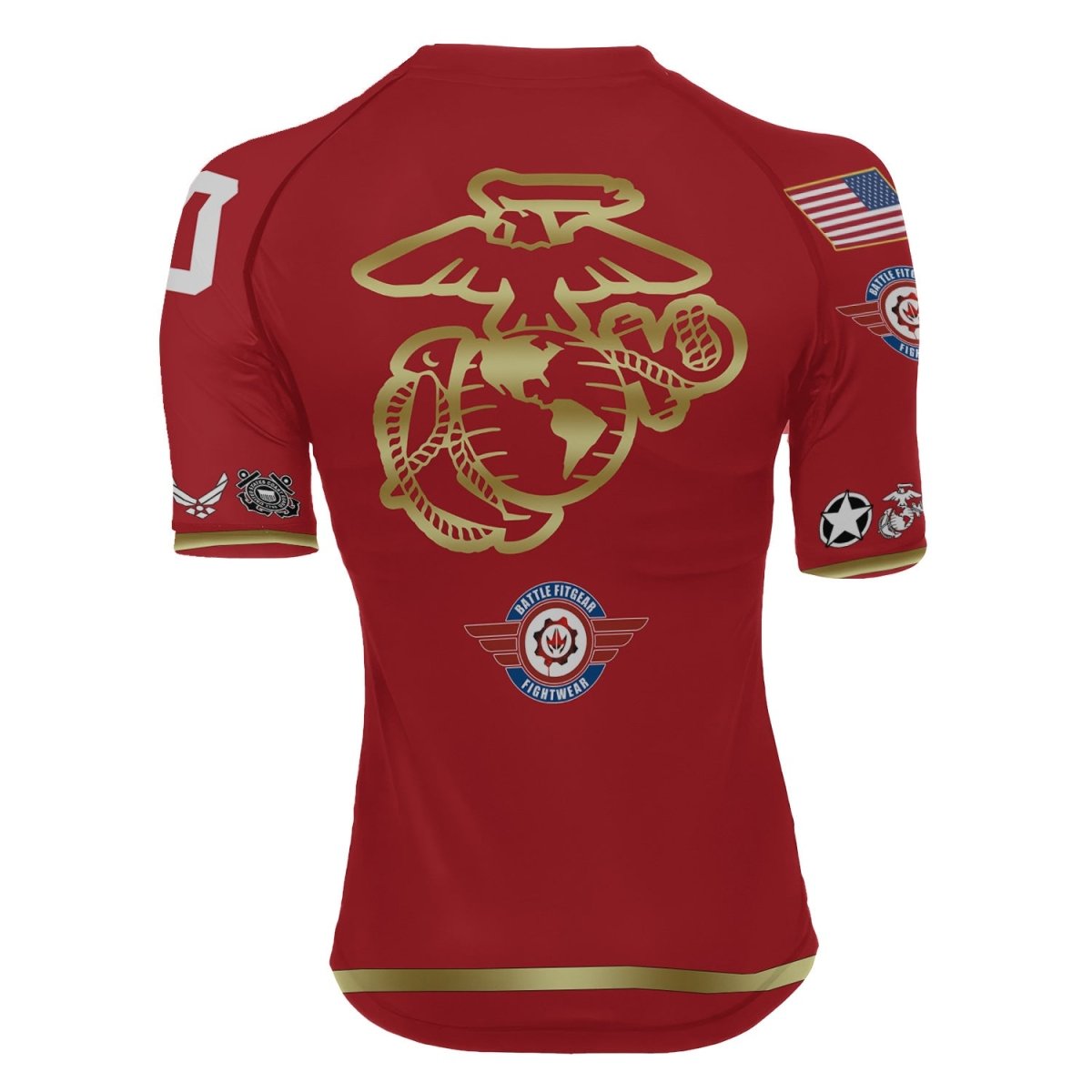 Personalized USA Marine Veteran Women's Short Sleeve Rash Guard - BattleFitGear