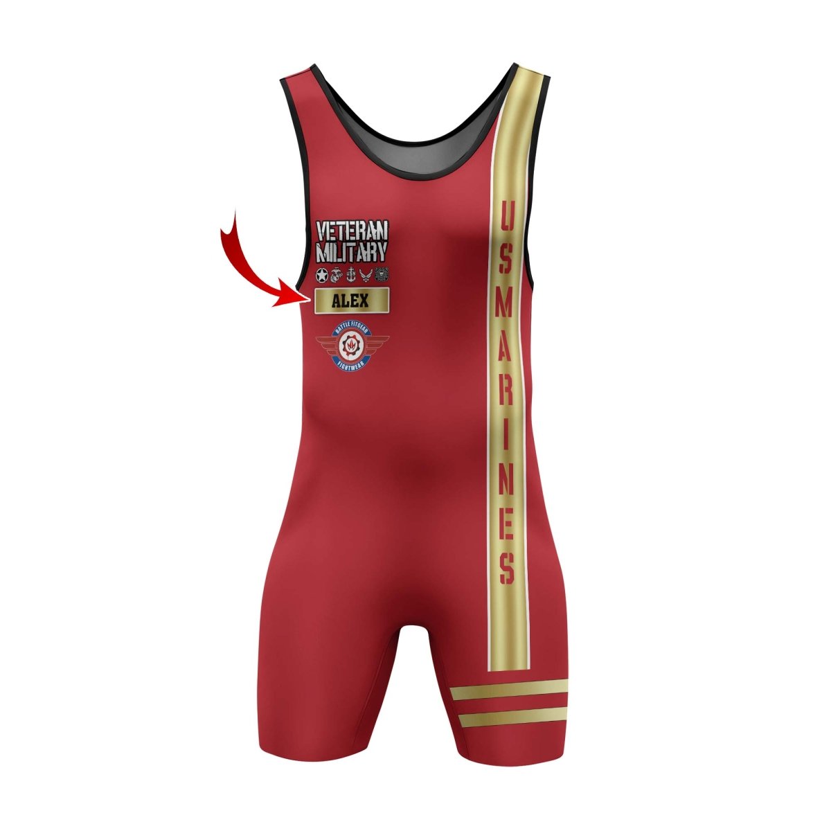 Personalized USA Marine Veteran Wrestling Singlets - BattleFitGear