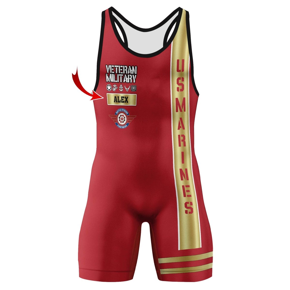 Personalized USA Marine Veteran Wrestling Singlets - BattleFitGear