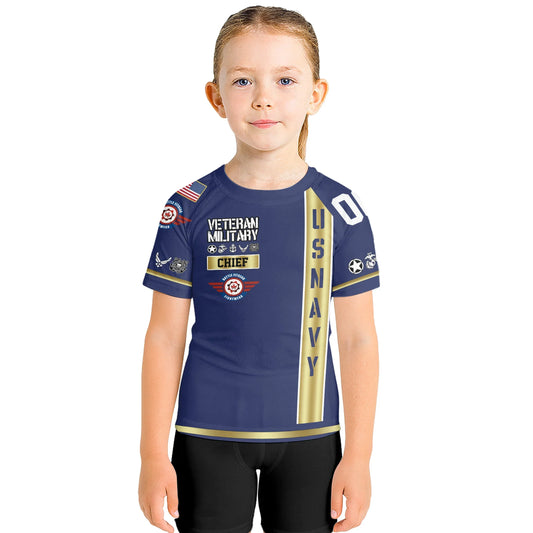 Personalized USA Navy Veteran Kids Rash Guard
