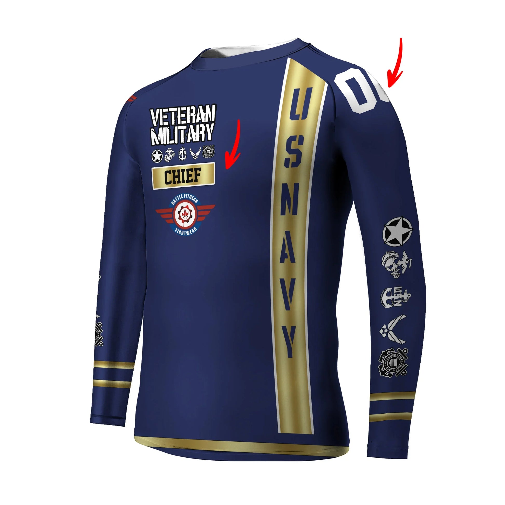 Personalized USA Navy Veteran Kids Rash Guard