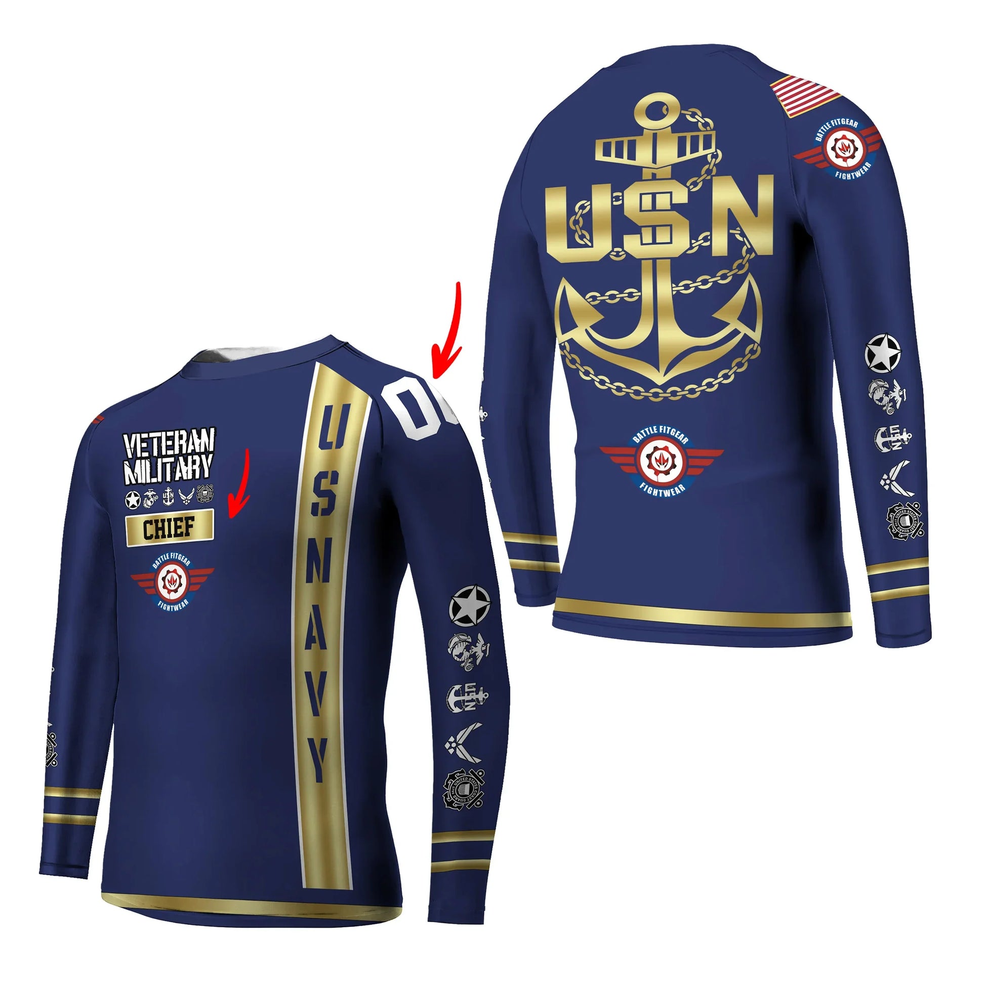 Personalized USA Navy Veteran Kids Rash Guard