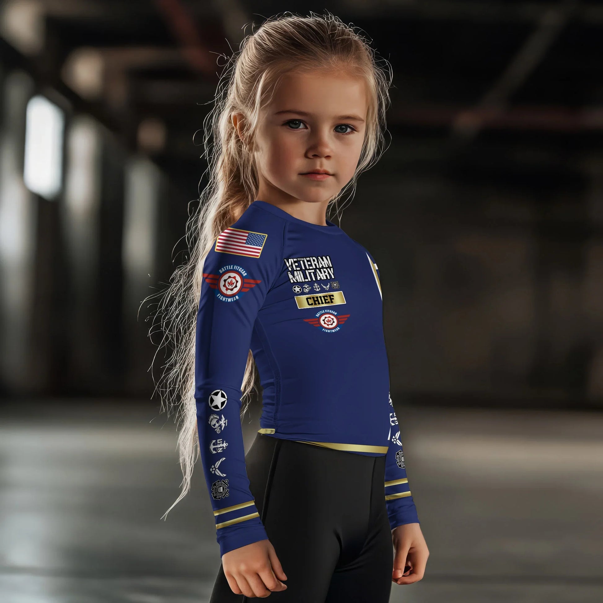 Personalized USA Navy Veteran Kids Rash Guard