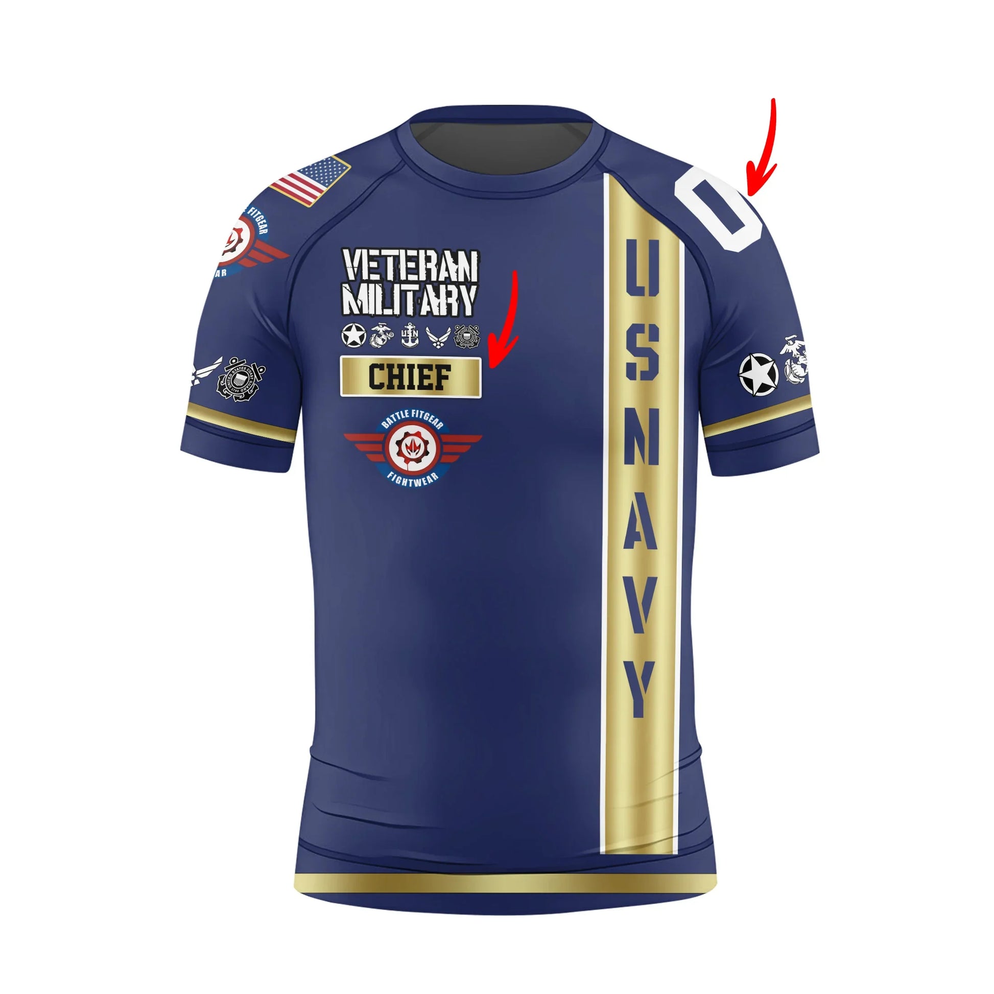 Personalized USA Navy Veteran Kids Rash Guard