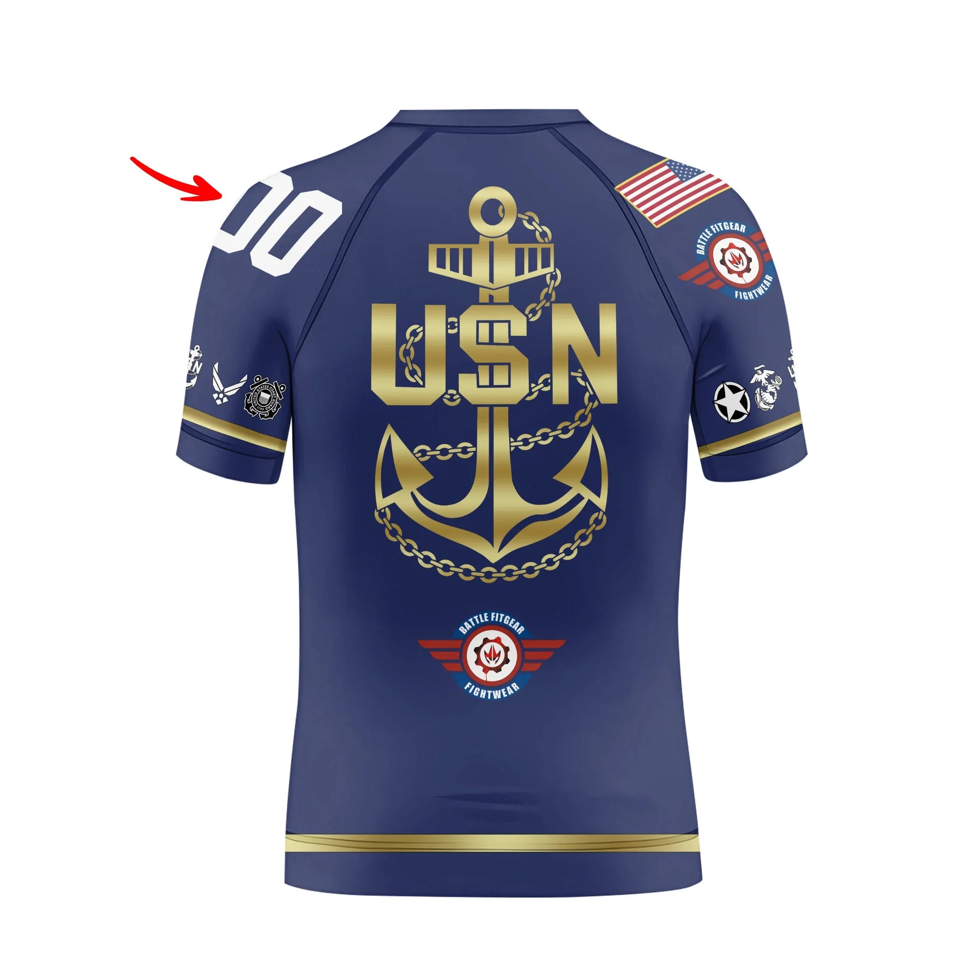 Personalized USA Navy Veteran Kids Rash Guard