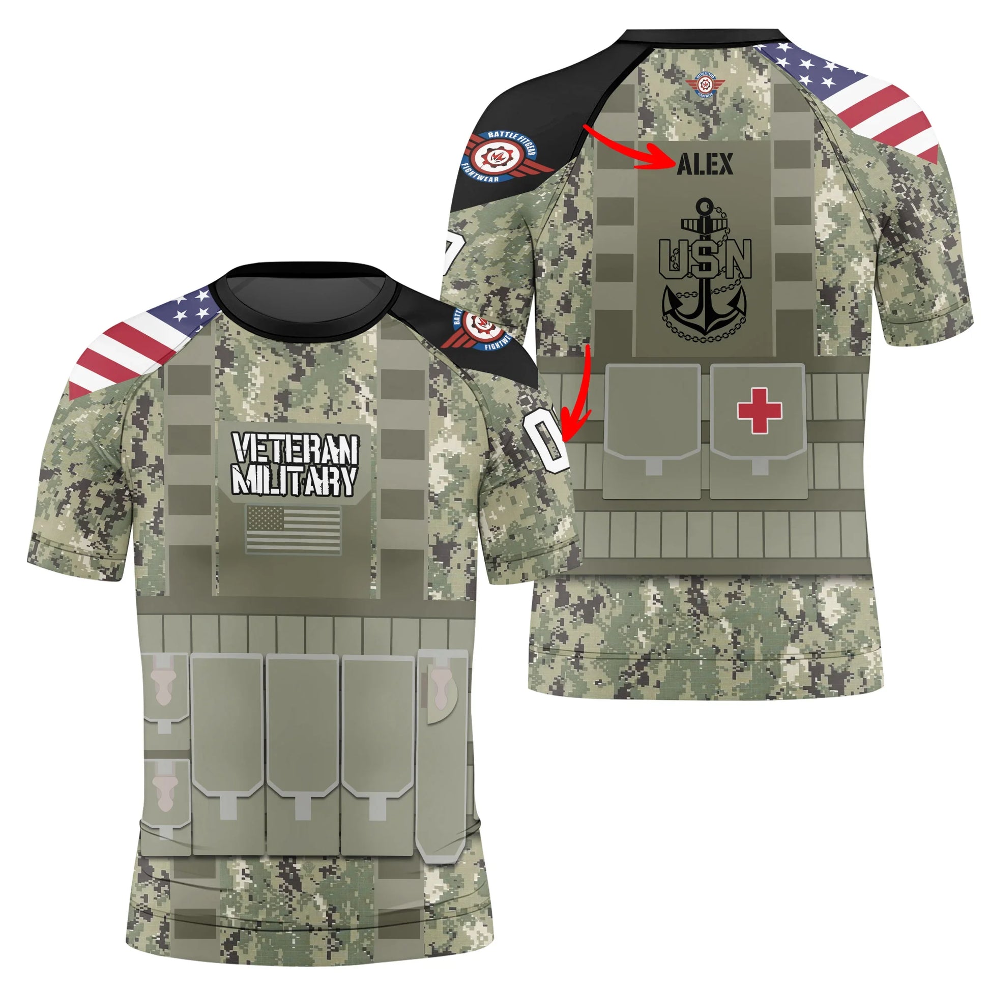 Personalized USN Navy Veteran Kids Rash Guard