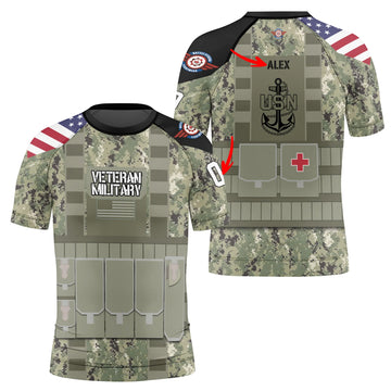 Personalized USN Navy Veteran Kids Rash Guard