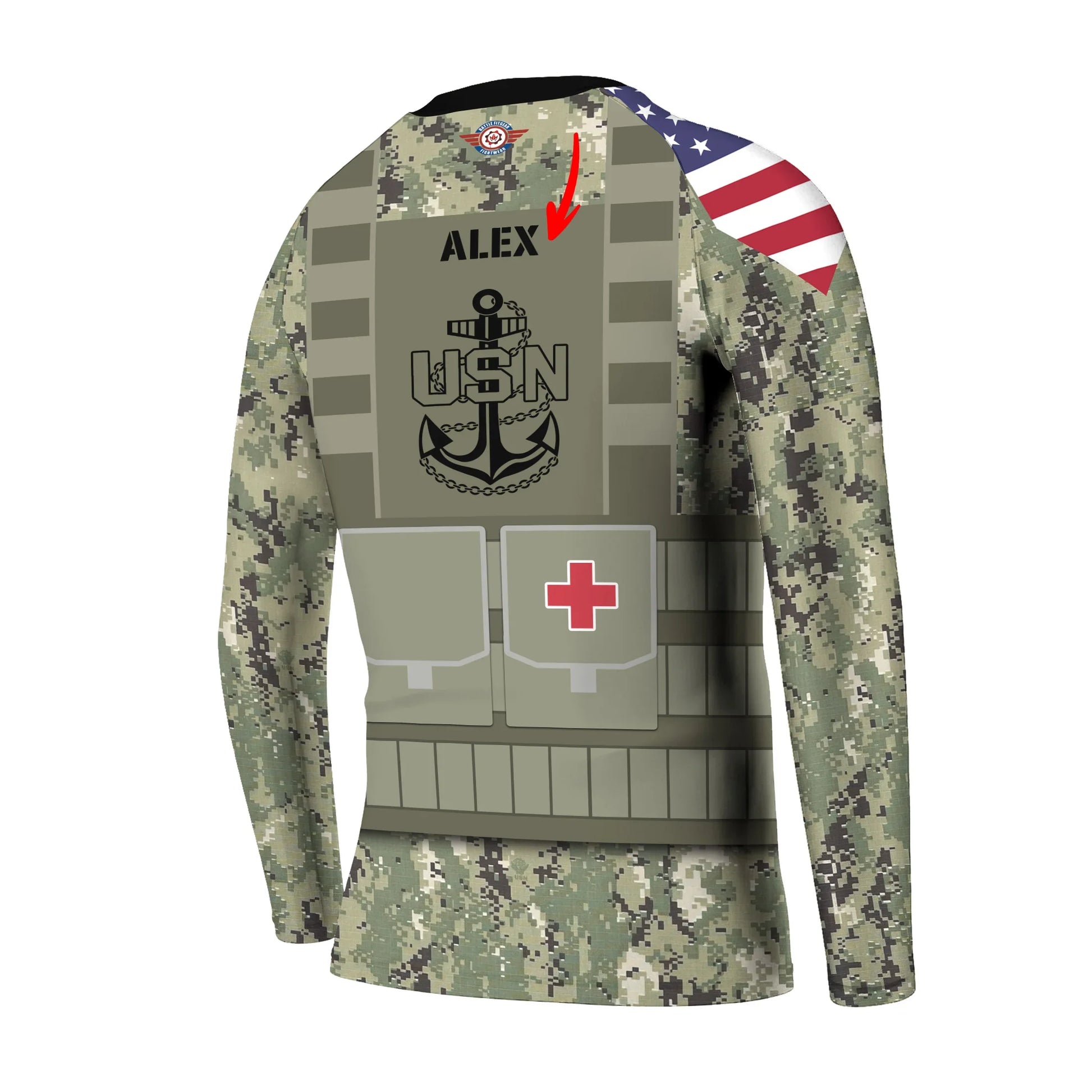 Personalized USN Navy Veteran Kids Rash Guard