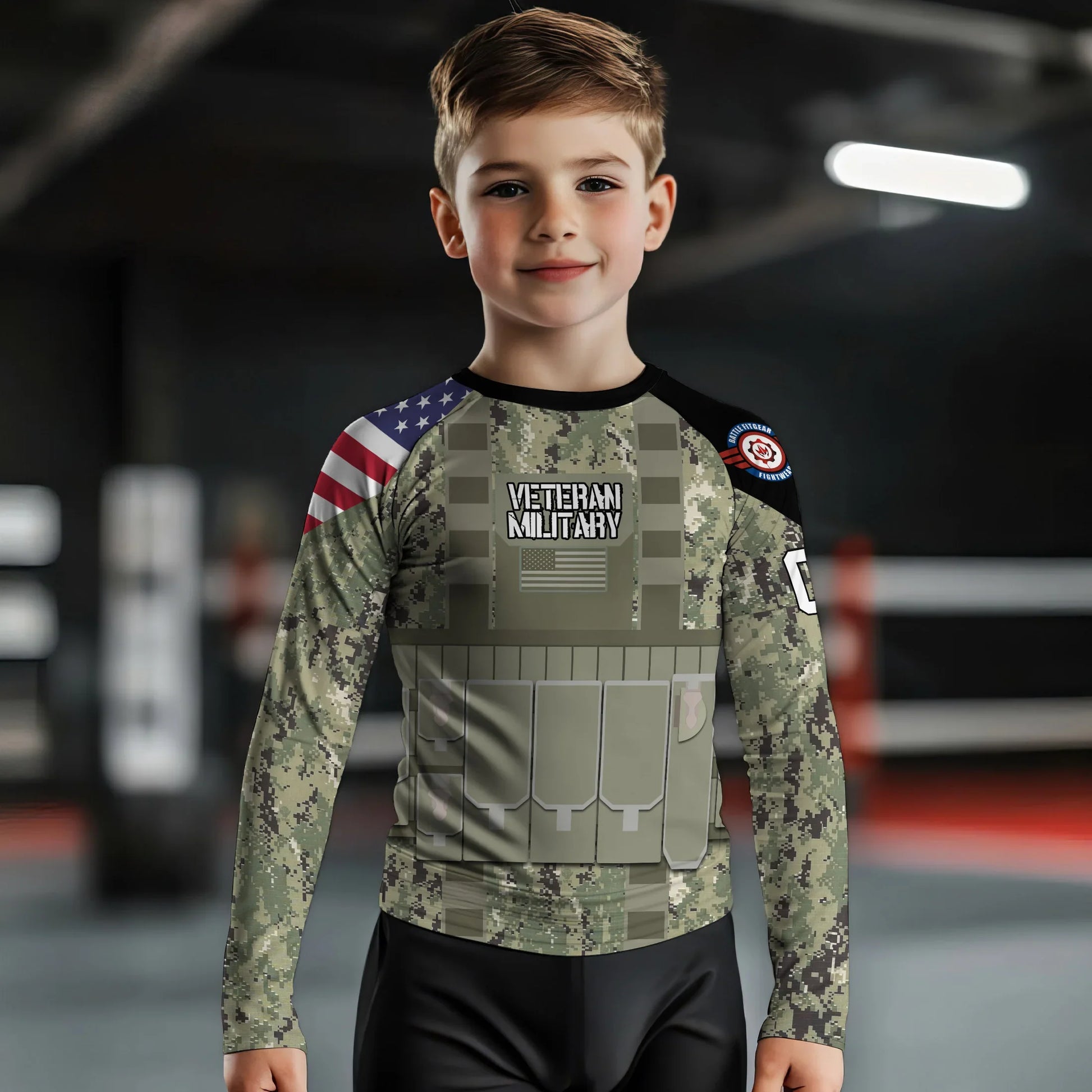 Personalized USN Navy Veteran Kids Rash Guard