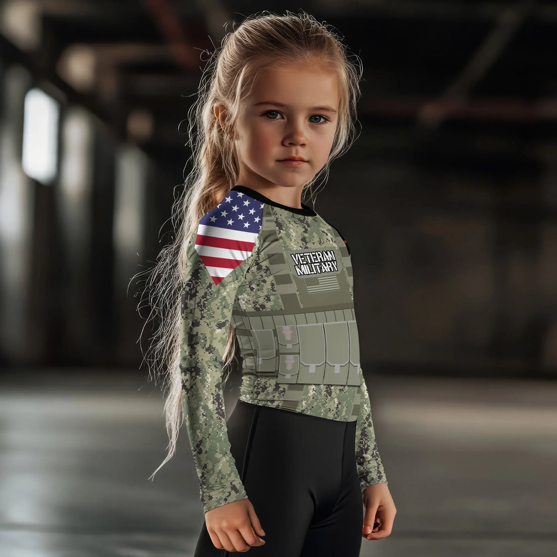 Personalized USN Navy Veteran Kids Rash Guard