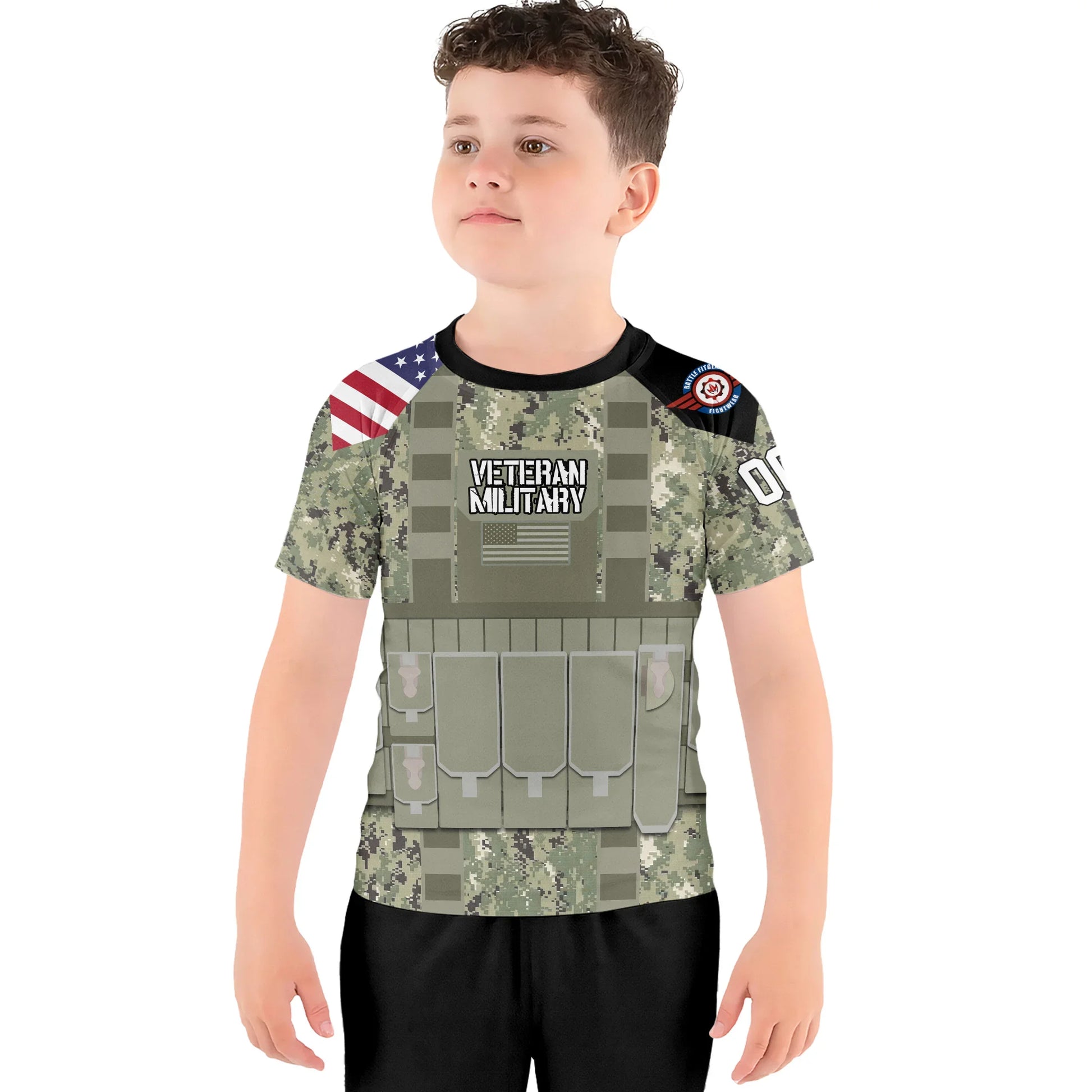 Personalized USN Navy Veteran Kids Rash Guard