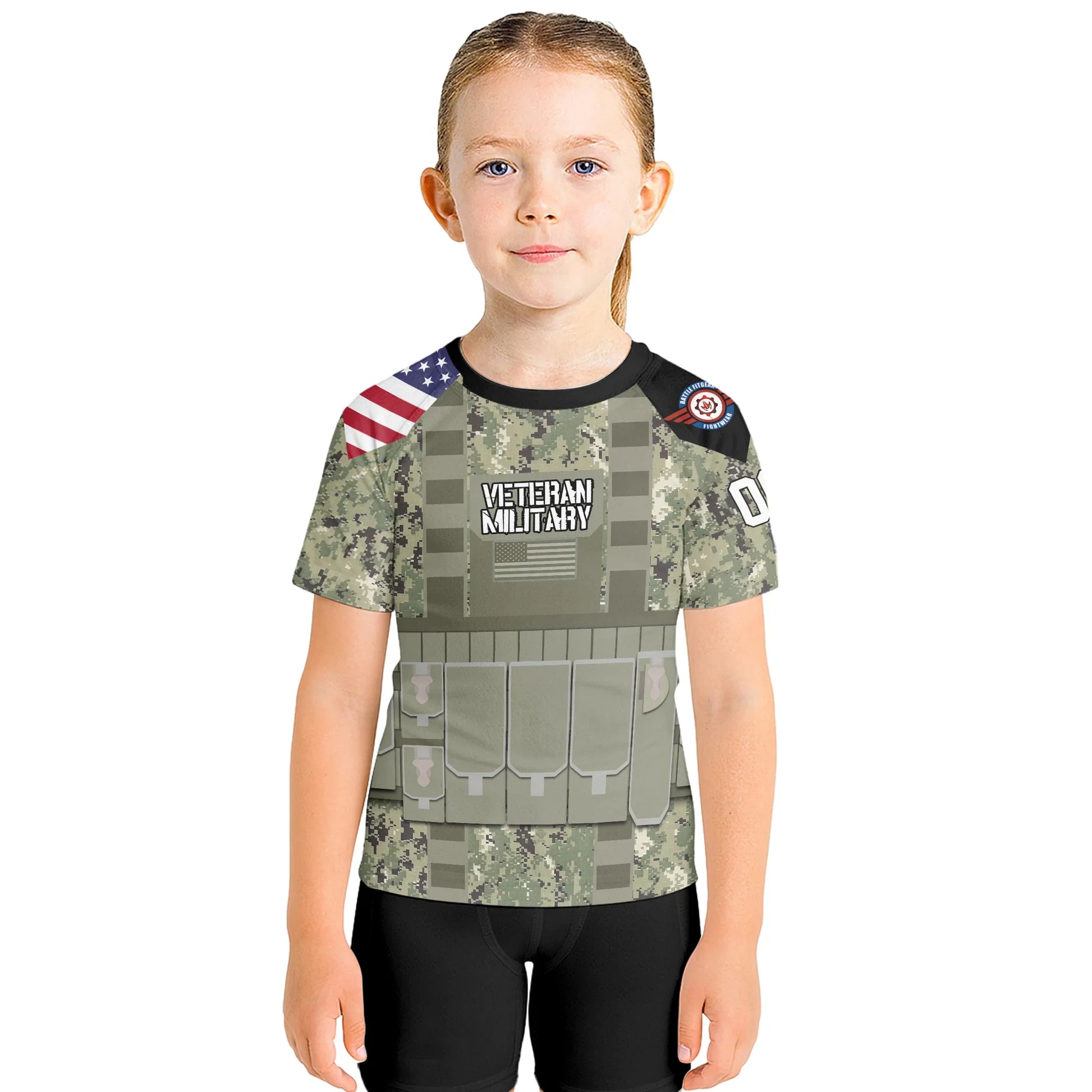 Personalized USN Navy Veteran Kids Rash Guard