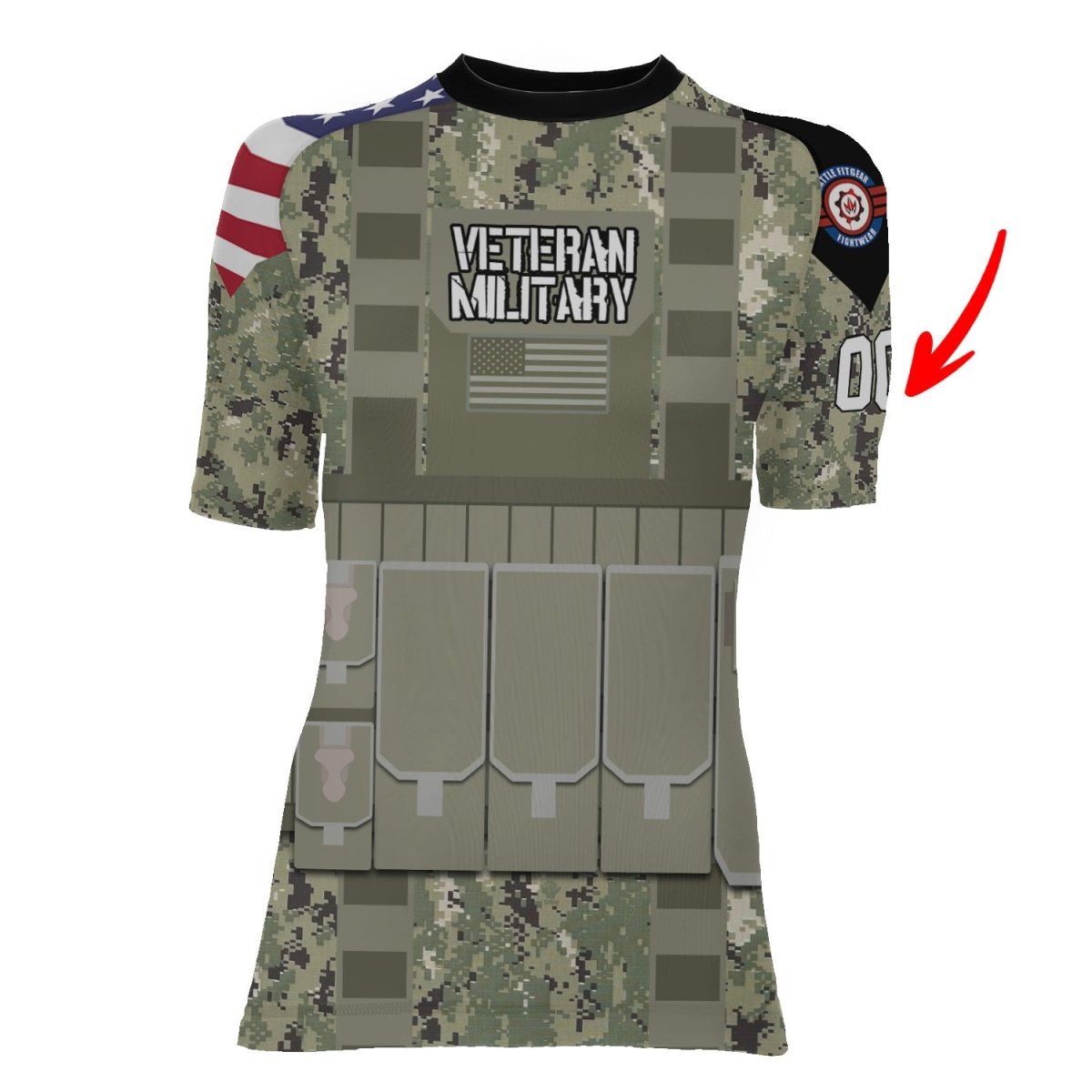 Personalized USN Navy Veteran Women's Short Sleeve Rash Guard - BattleFitGear