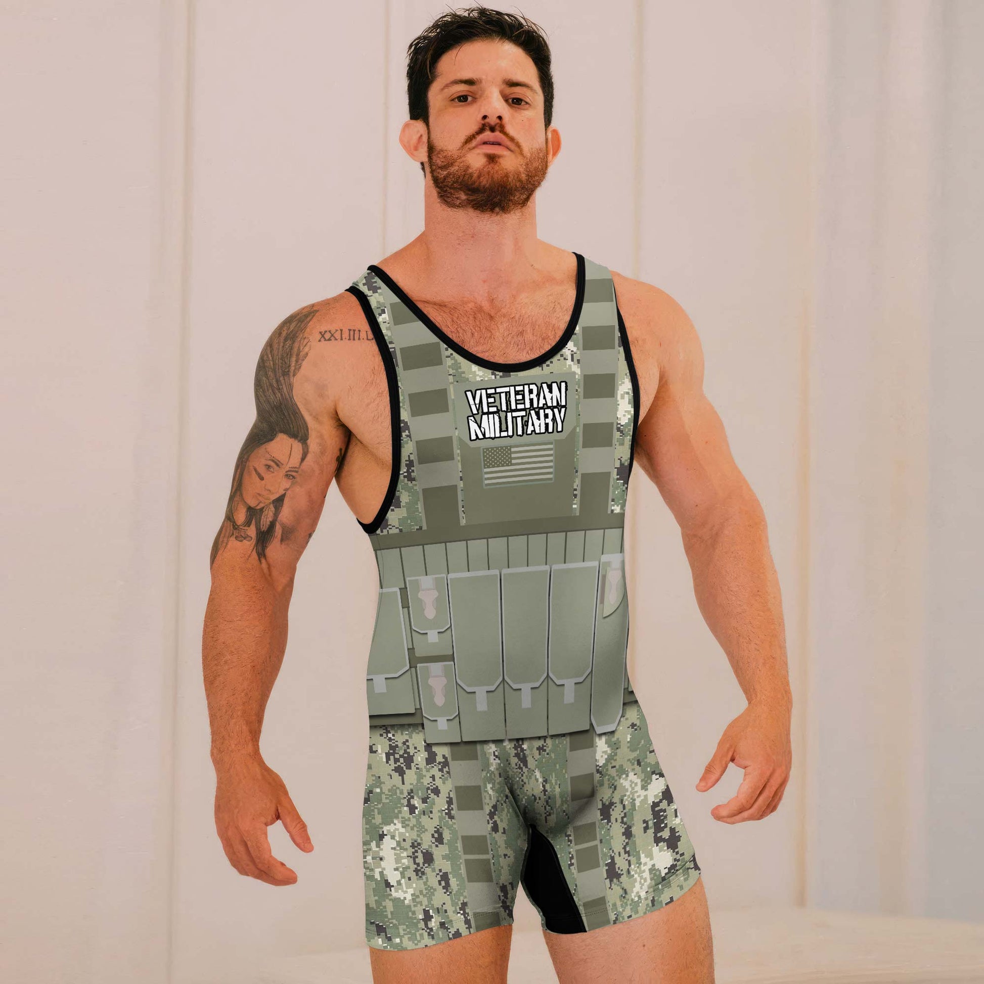 Personalized USN Navy Veteran Wrestling Singlets
