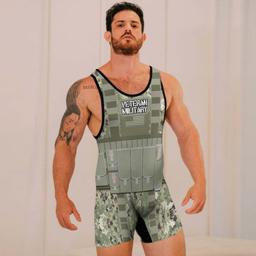 Personalized USN Navy Veteran Wrestling Singlets