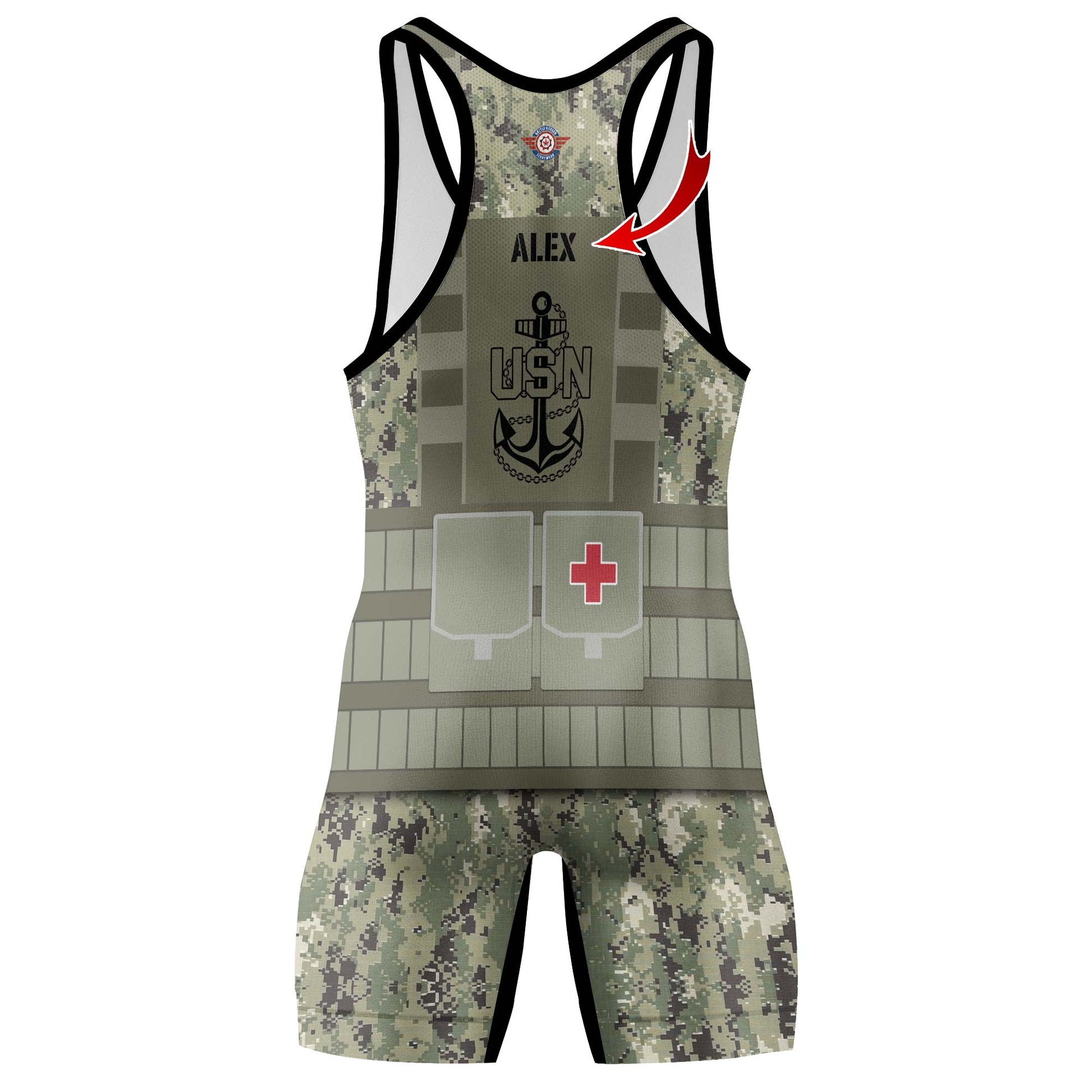 Personalized USN Navy Veteran Wrestling Singlets
