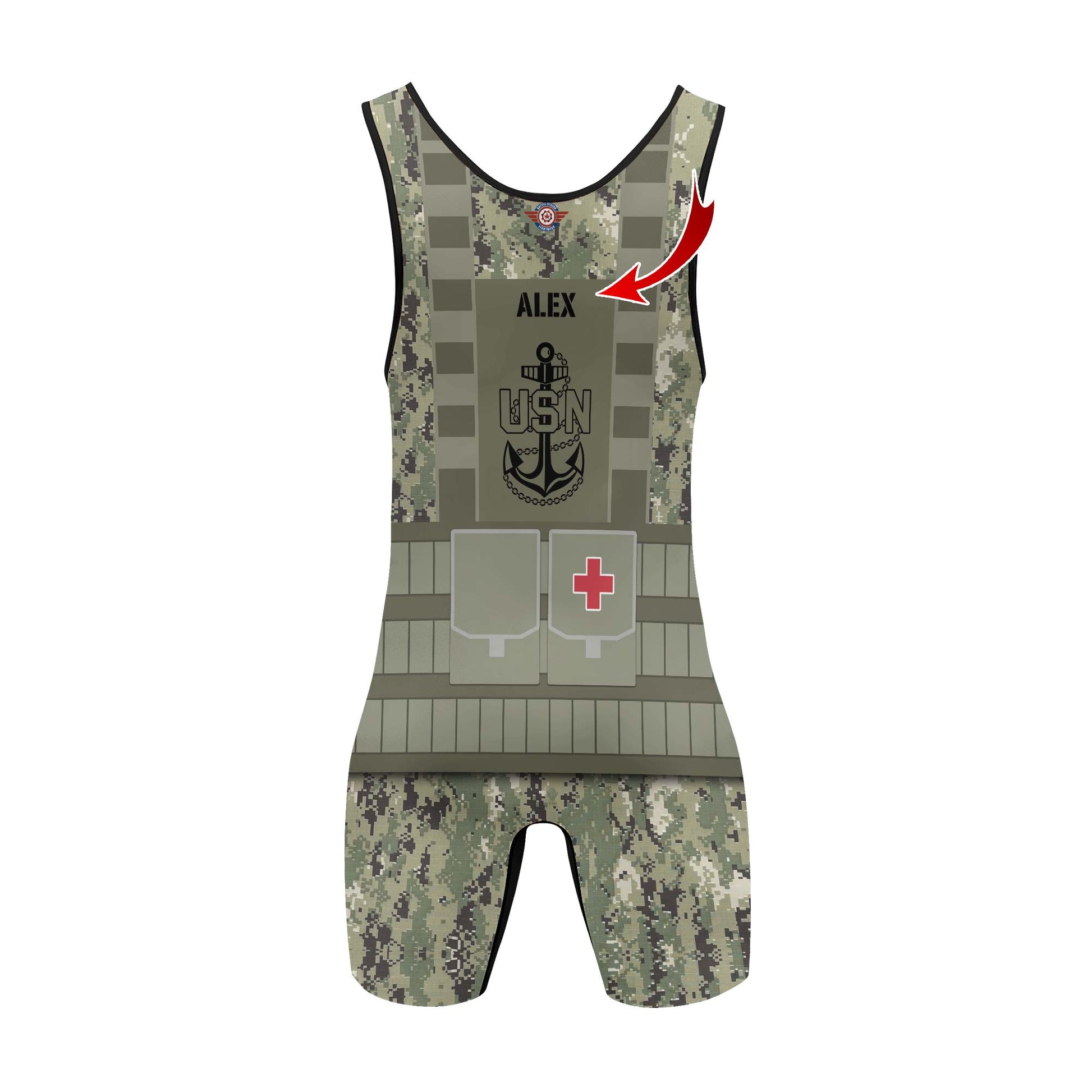 Personalized USN Navy Veteran Wrestling Singlets