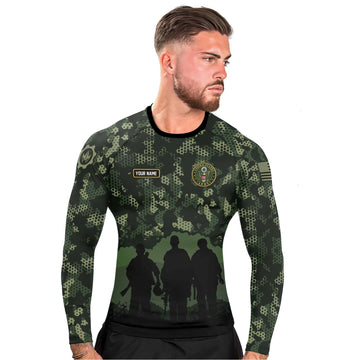 Personalized United State Veteran Men's Long Sleeve Rash Guard