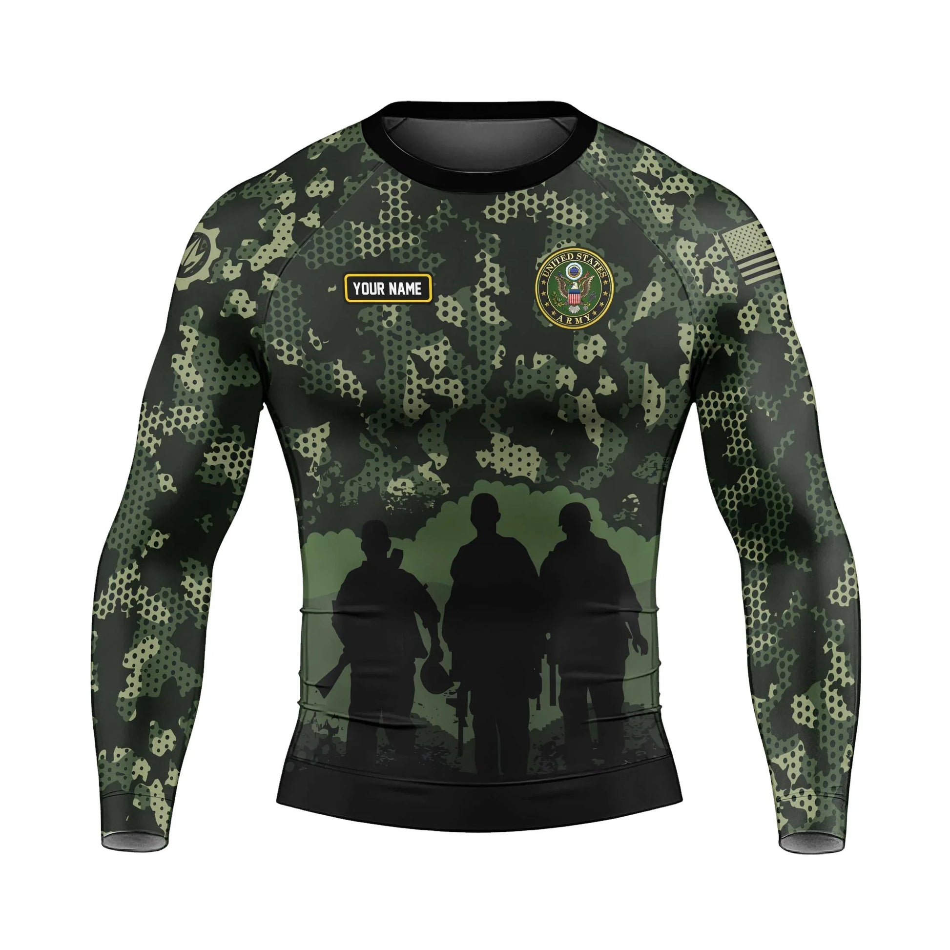 Personalized United State Veteran Men's Long Sleeve Rash Guard