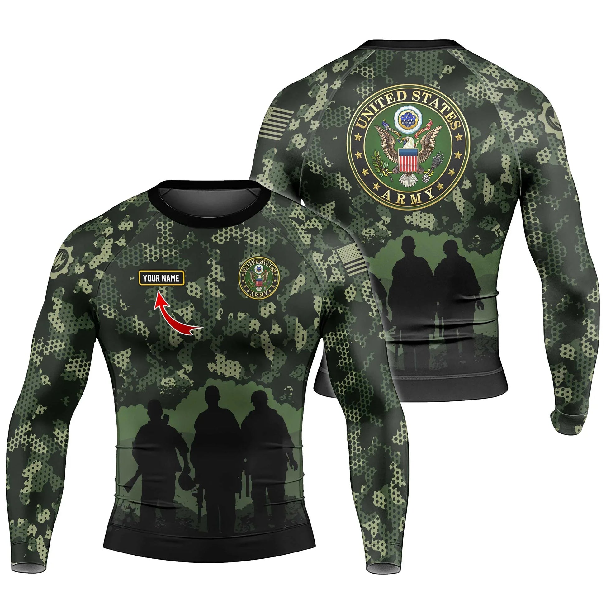 Personalized United State Veteran Men's Long Sleeve Rash Guard