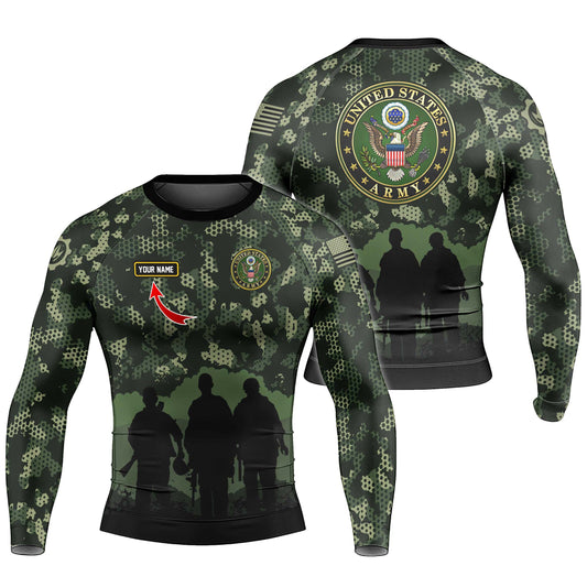 Personalized United State Veteran Men's Long Sleeve Rash Guard