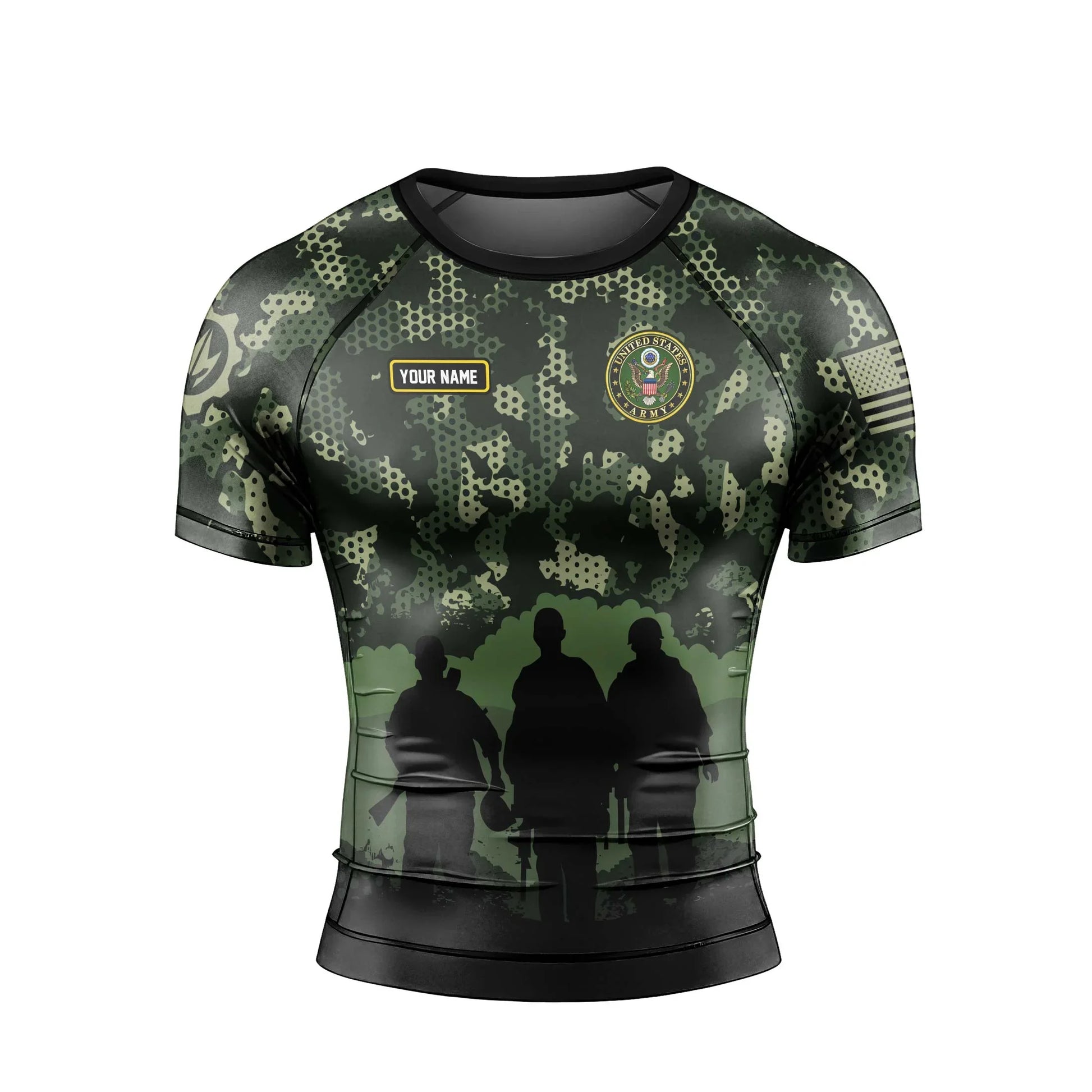 Personalized United State Veteran Men's Short Sleeve Rash Guard