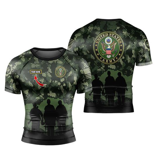 Personalized United State Veteran Men's Short Sleeve Rash Guard