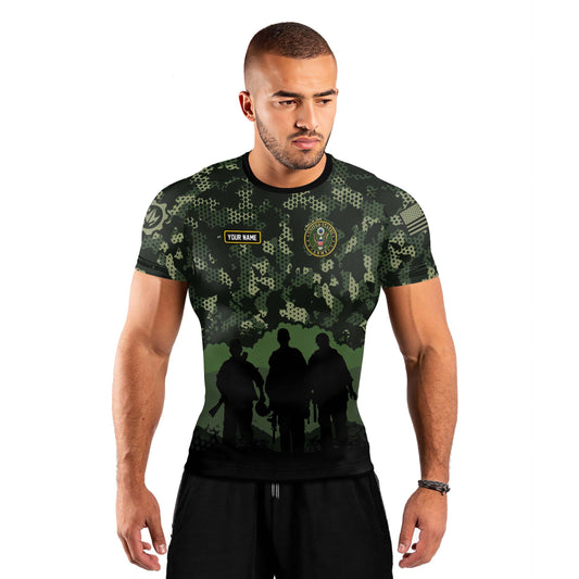 Personalized United State Veteran Men's Short Sleeve Rash Guard