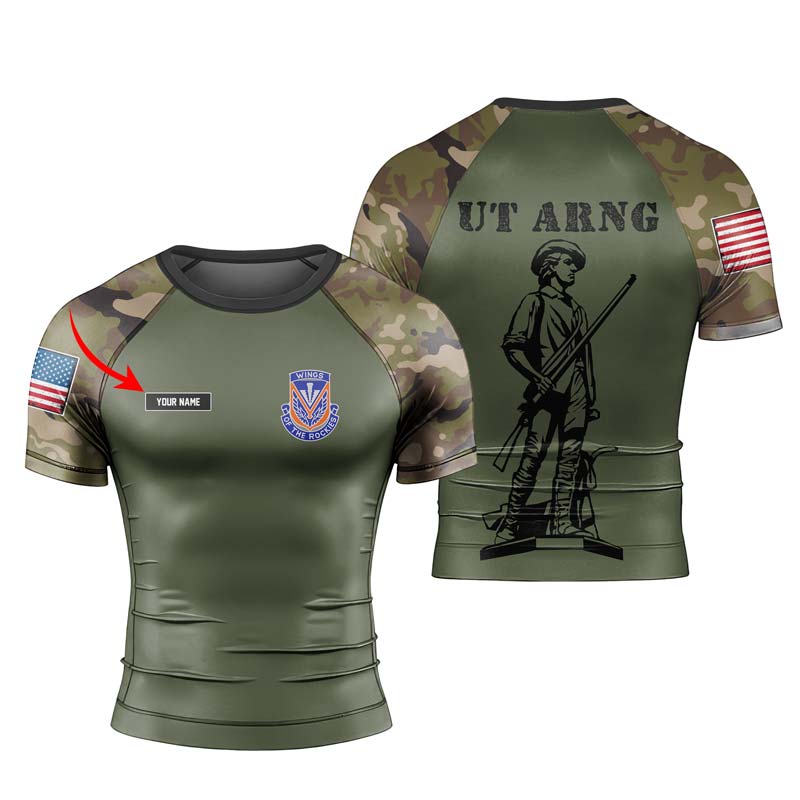 Personalized Utah ARNG Men's Short Sleeve Rash Guard - BattleFitGear