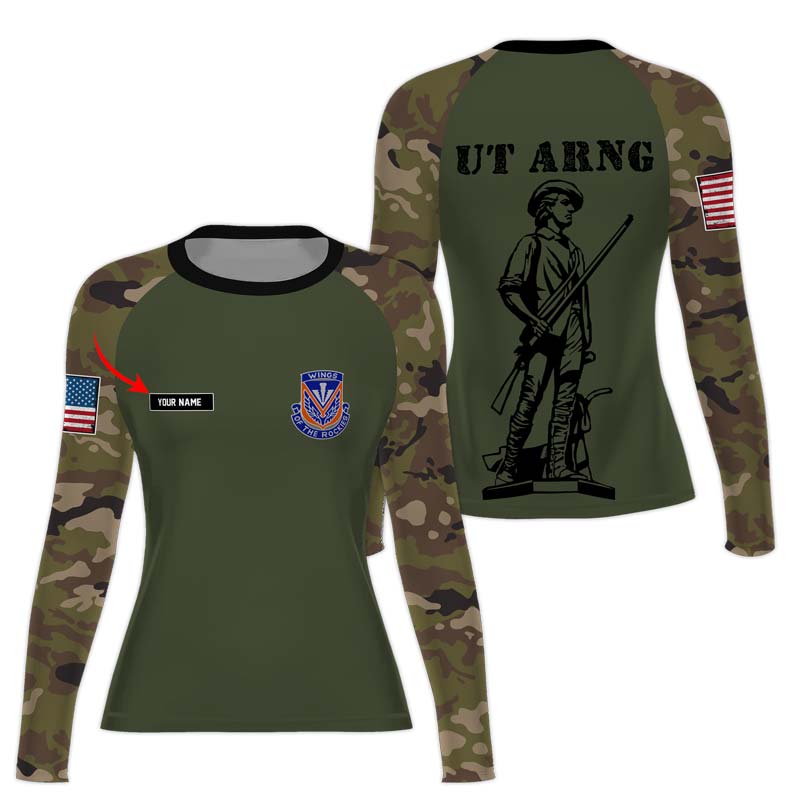 Personalized Utah ARNG Women's Long Sleeve Rash Guard - BattleFitGear