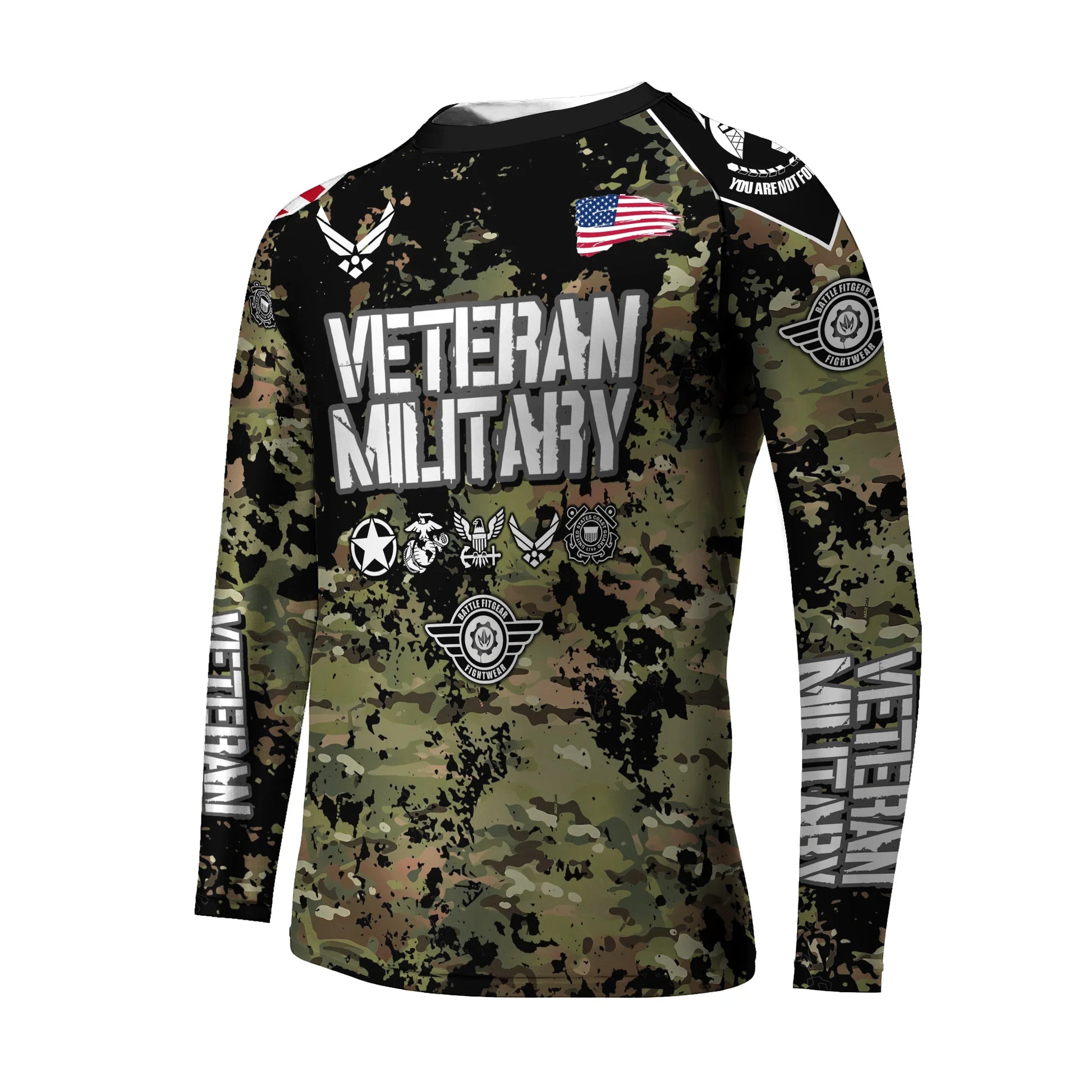 Personalized Veteran Air Force Camouflage Kids Rash Guard