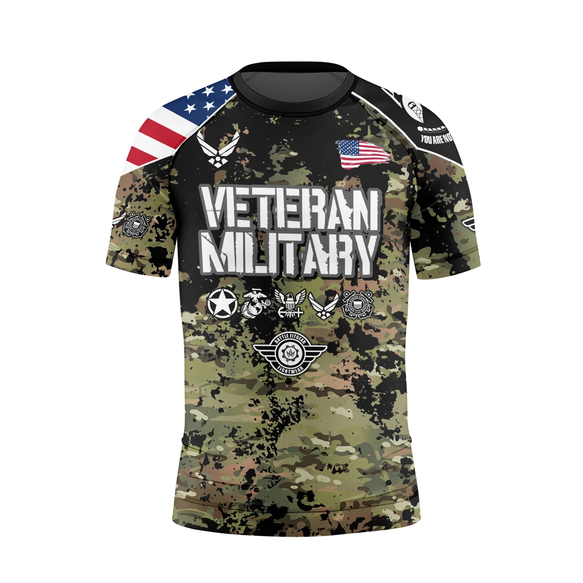 Personalized Veteran Air Force Camouflage Kids Rash Guard