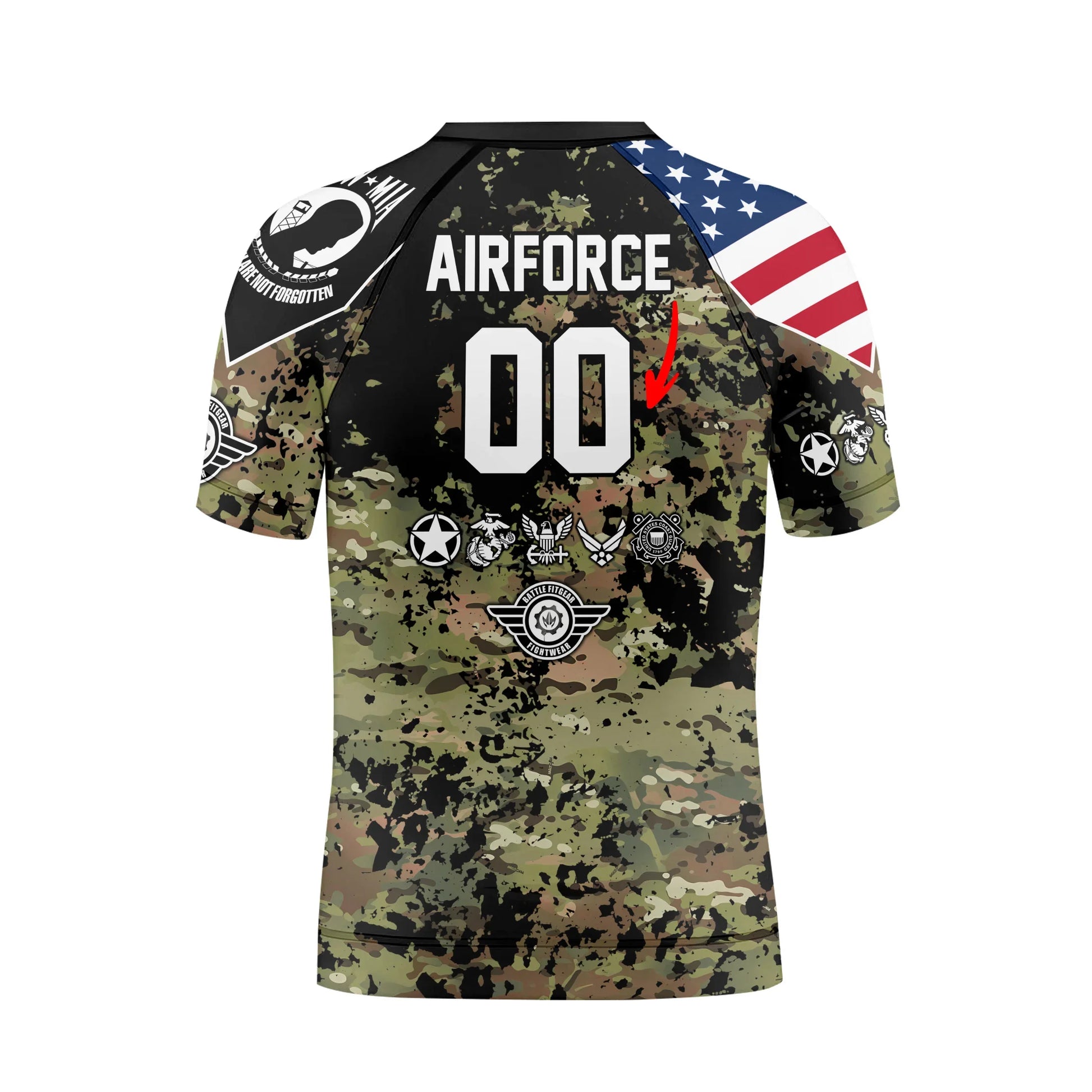 Personalized Veteran Air Force Camouflage Kids Rash Guard