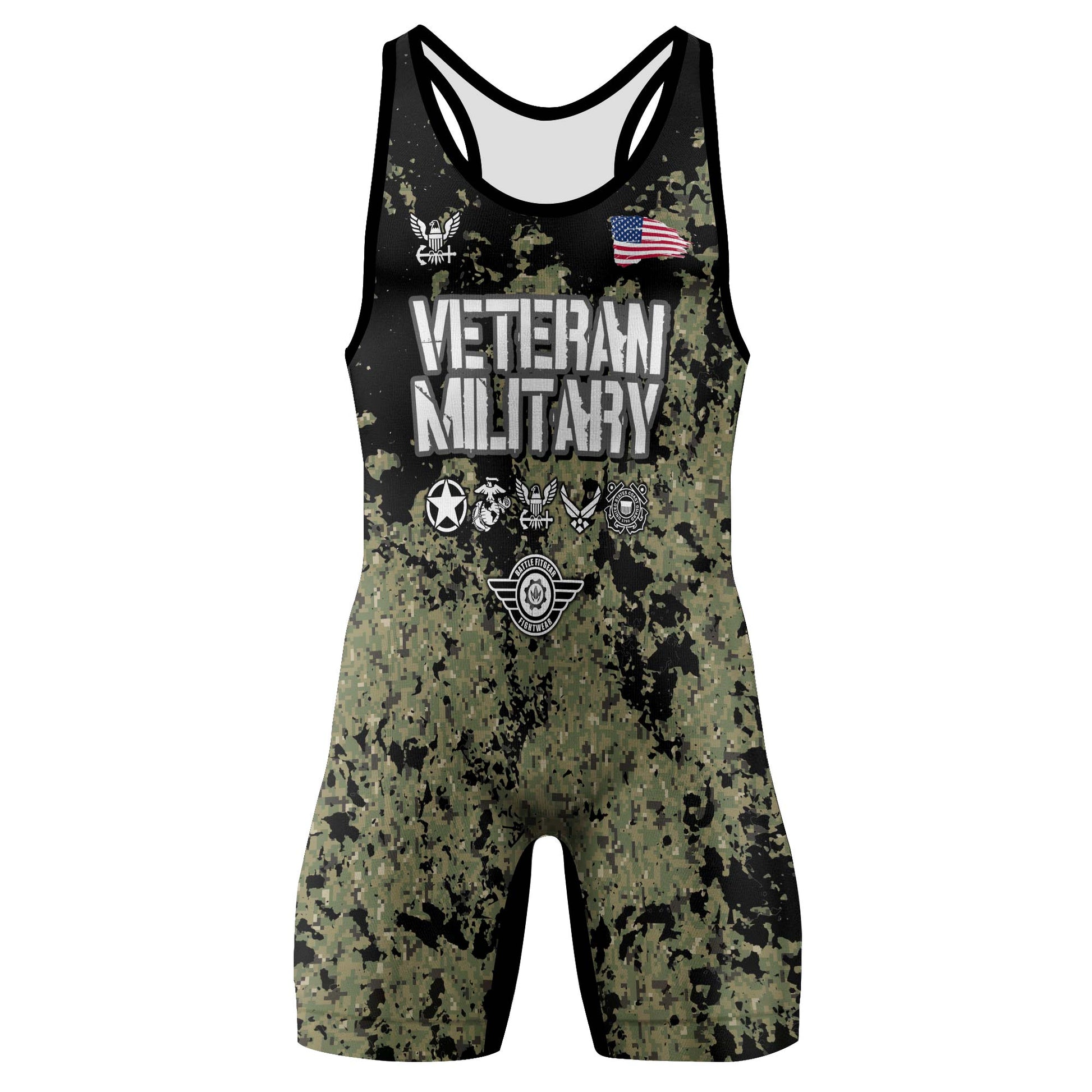 Personalized Veteran Air Force Camouflage Wrestling Singlets
