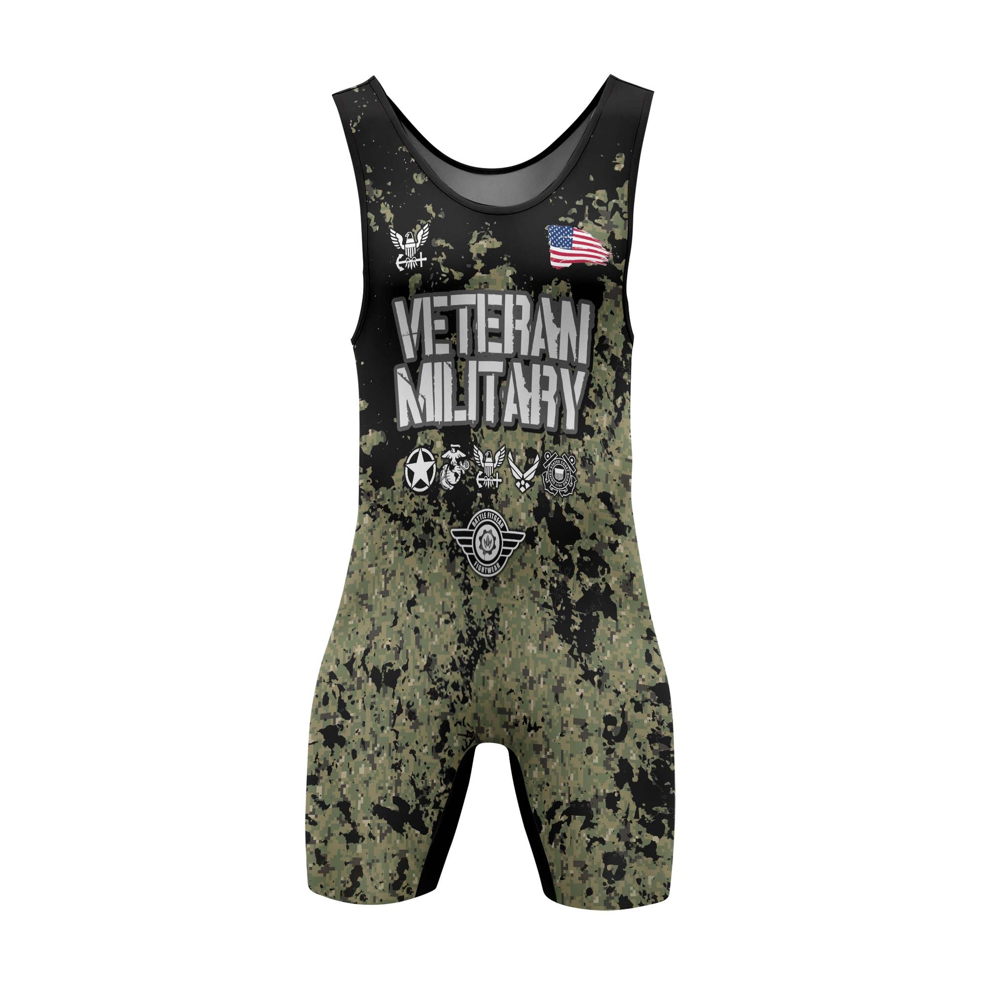 Personalized Veteran Air Force Camouflage Wrestling Singlets