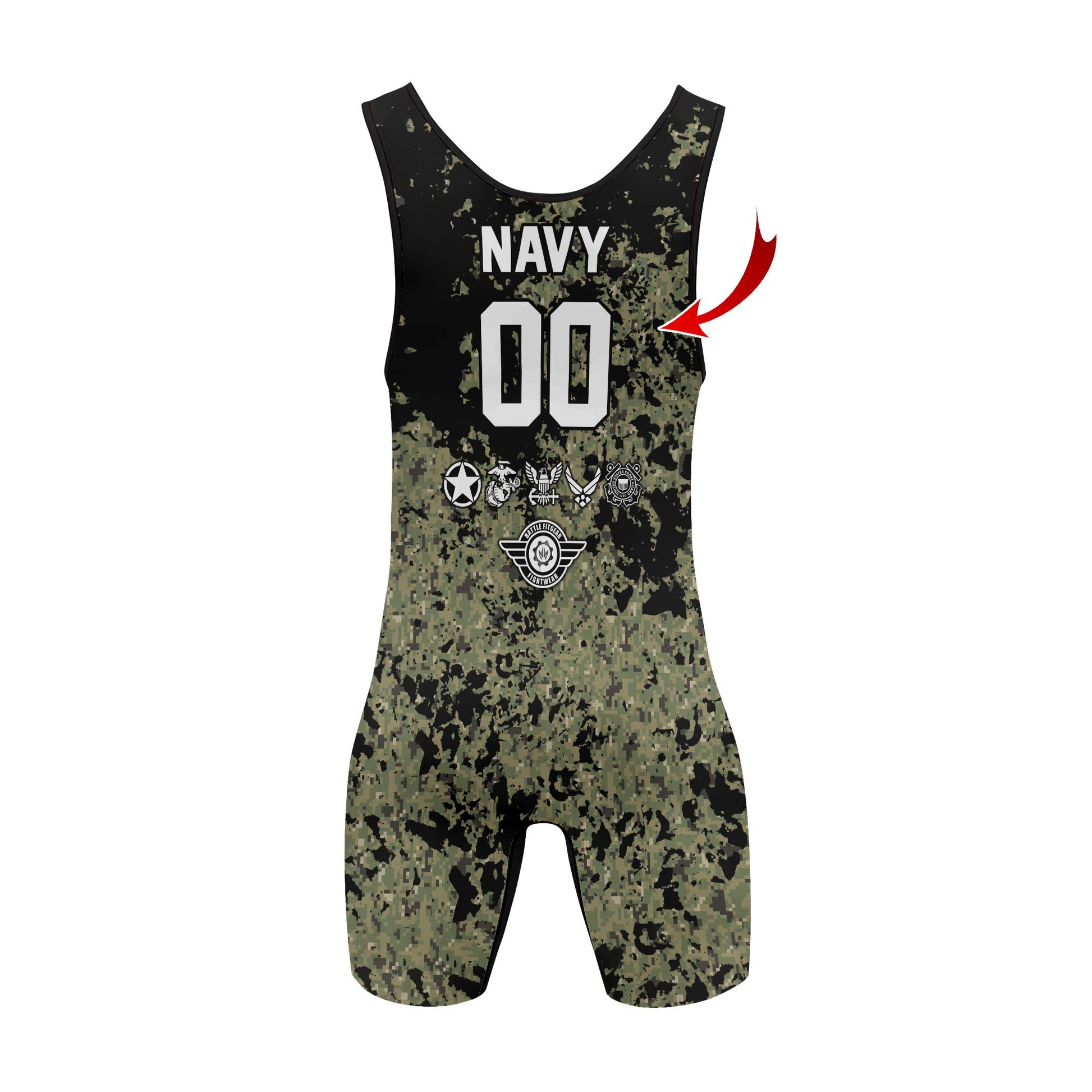 Personalized Veteran Air Force Camouflage Wrestling Singlets