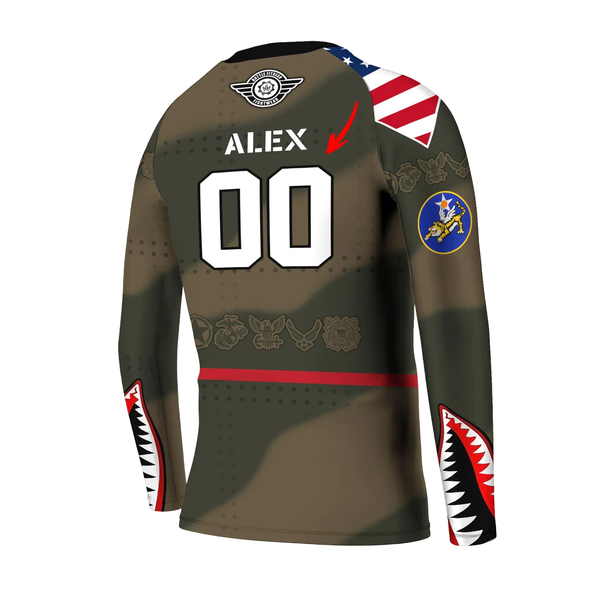 Personalized Veteran Airforce Flying Tiger Kids Rash Guard