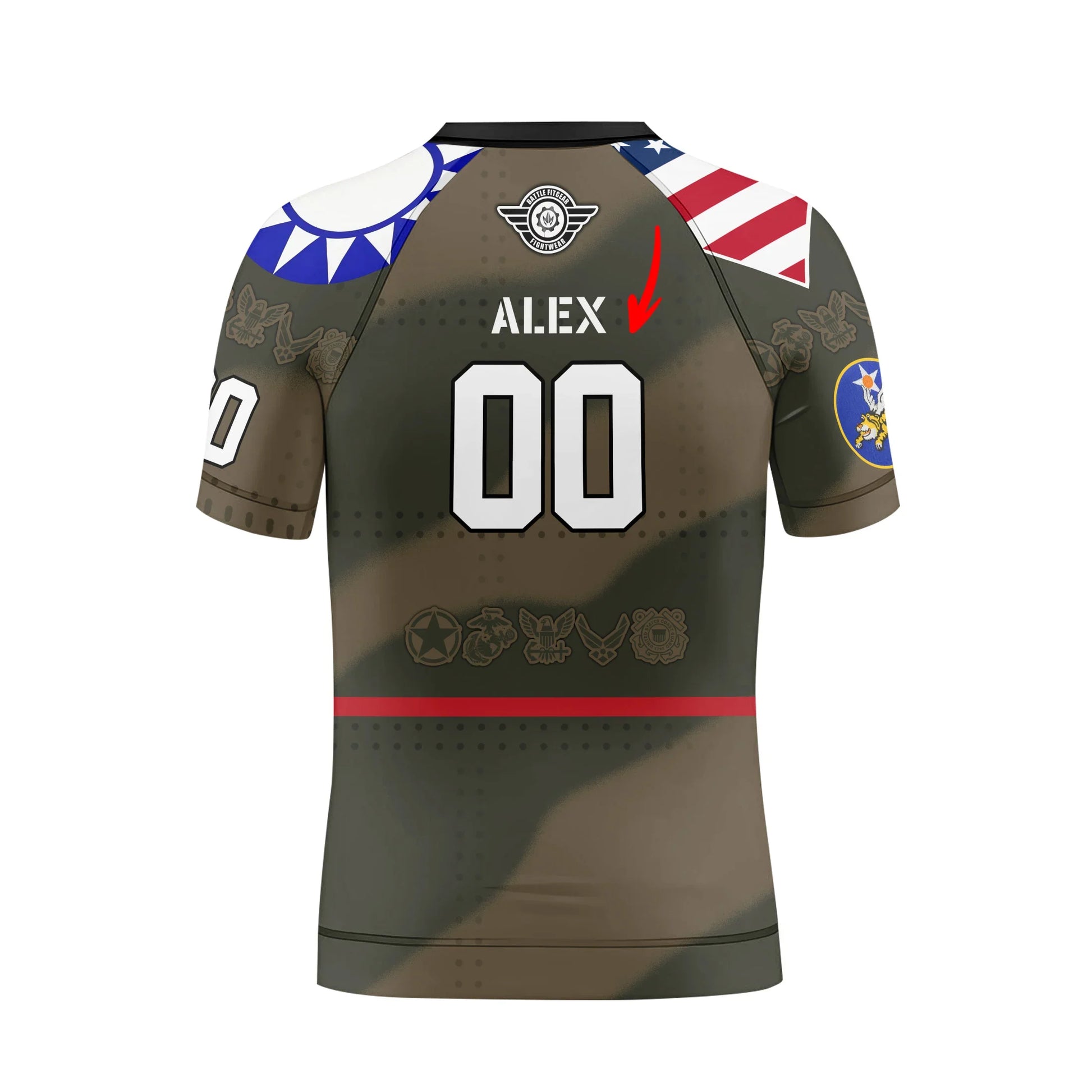 Personalized Veteran Airforce Flying Tiger Kids Rash Guard